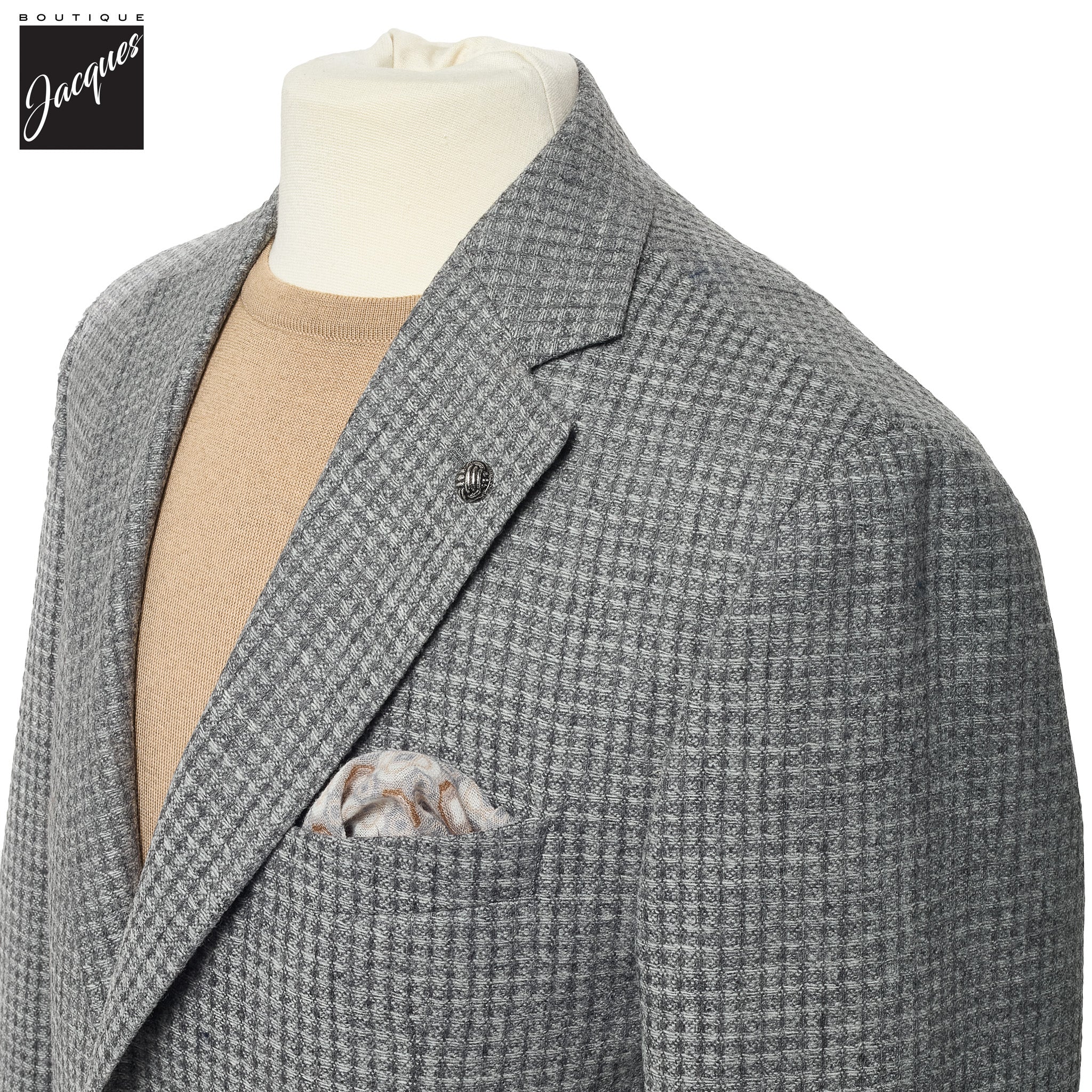 Gray Micro Check Wool-Cashmere Morton Contemporary Fit Sport Jacket - Jack Victor - Image 3