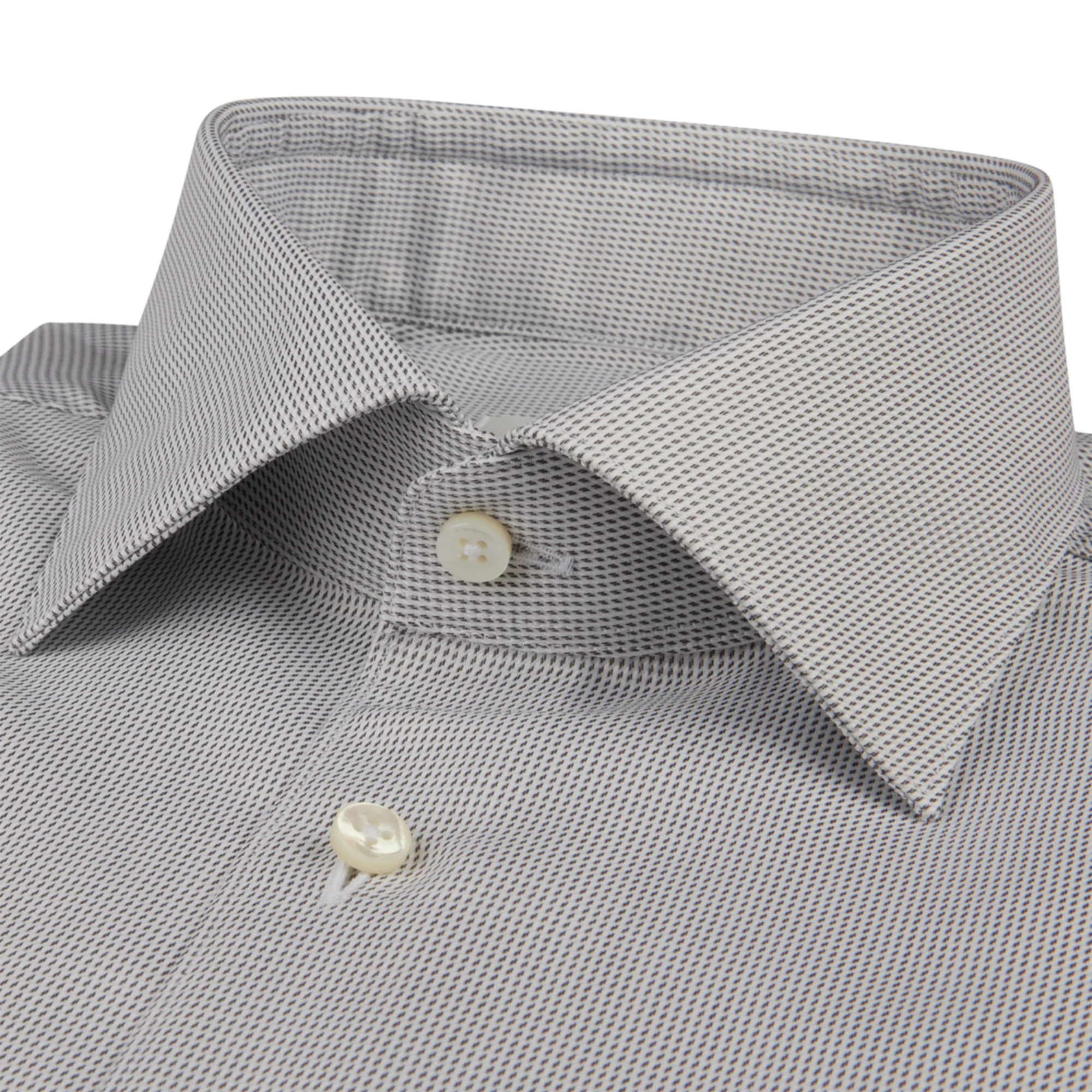 Gray Micro-Patterned Twill Fitted Body Shirt - Stenströms - Image 2