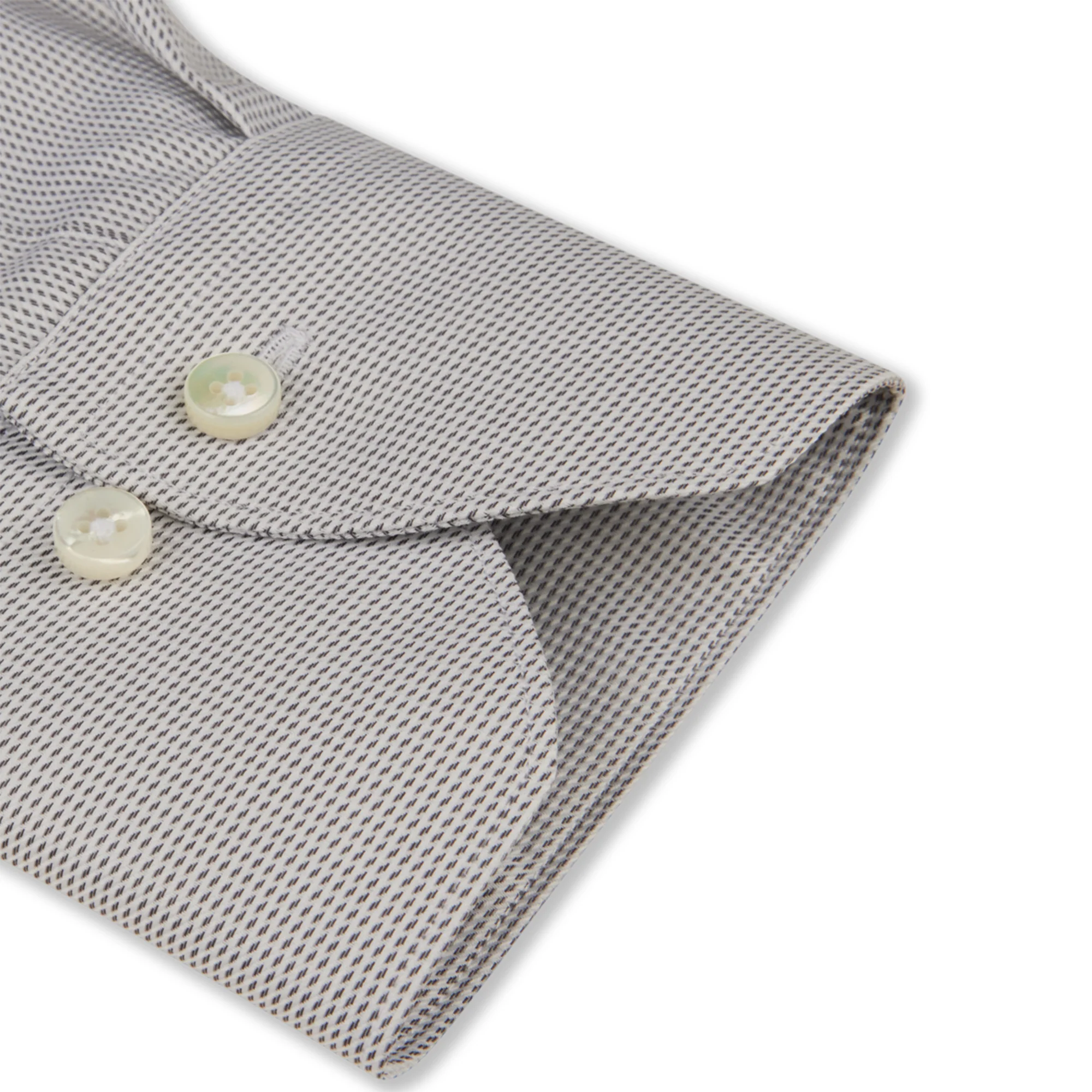 Gray Micro-Patterned Twill Fitted Body Shirt - Stenströms - Image 3