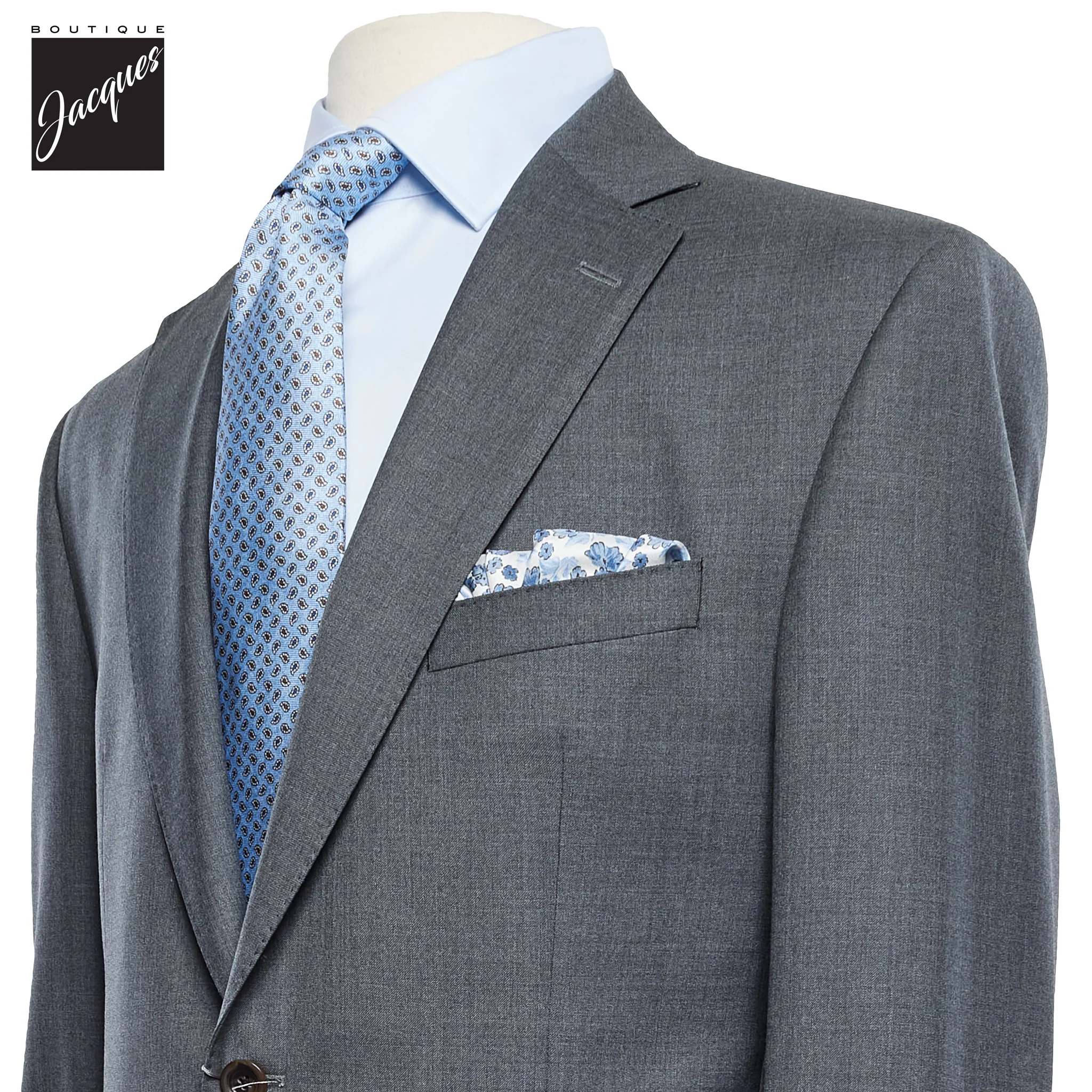 Gray Neat Century Classic Fit Vitale Barberis Wool Suit - Image 3