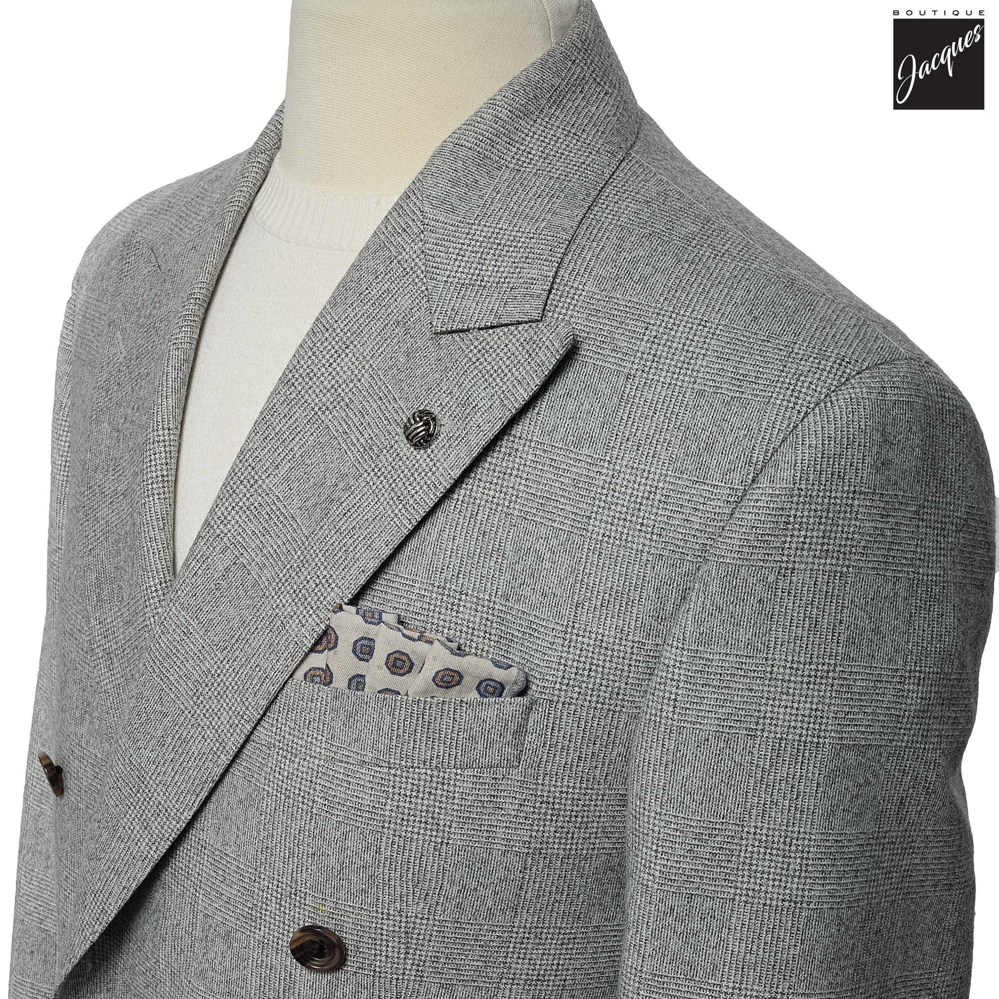 Gray Prince of Wales Merlin Super 180s Contemporary Fit Suit - Jack Victor 1913 - Image 2