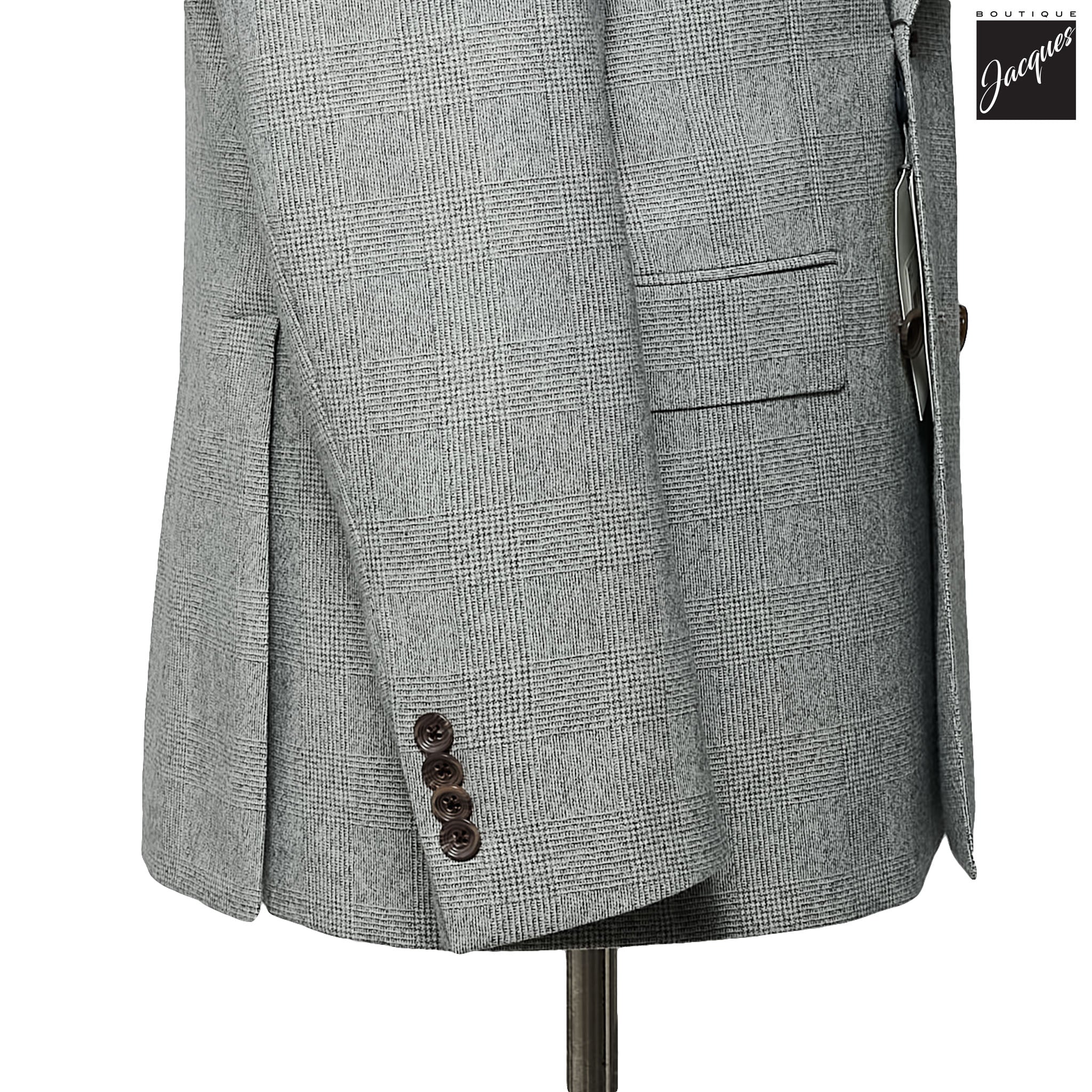Gray Prince of Wales Merlin Super 180s Contemporary Fit Suit - Jack Victor 1913 - Image 4