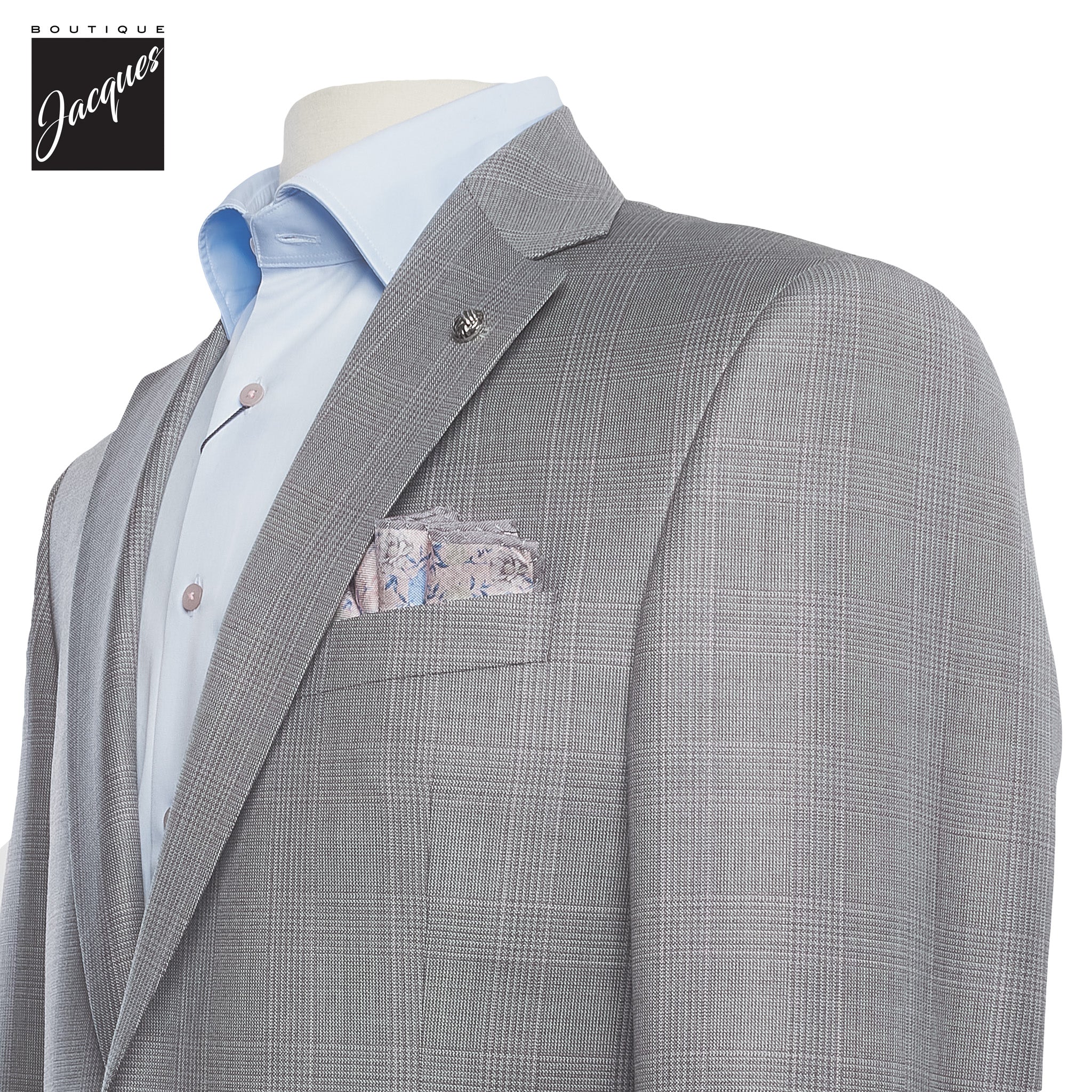 Gray Prince-of-Wales Esprit Modern Fit Wool Suit - Jack Victor - Image 2