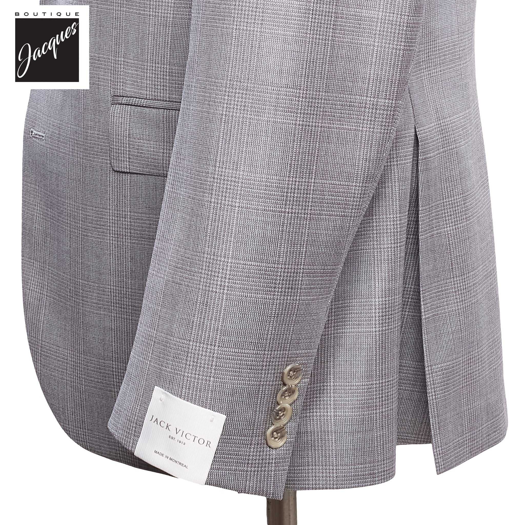 Gray Prince-of-Wales Esprit Modern Fit Wool Suit - Jack Victor - Image 3