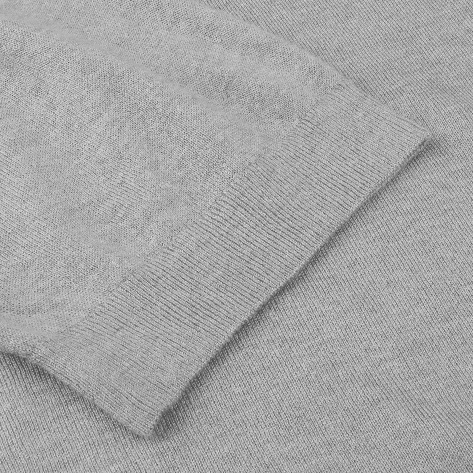 Gray Silk-Cashmere Johnny Collar Polo Shirt - Stenströms - Image 3