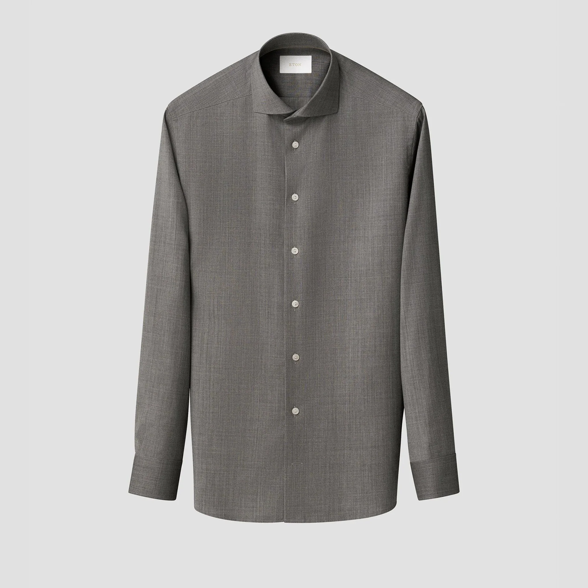 Gray Solid Merino Wool Slim Fit Shirt - ETON - Image 6