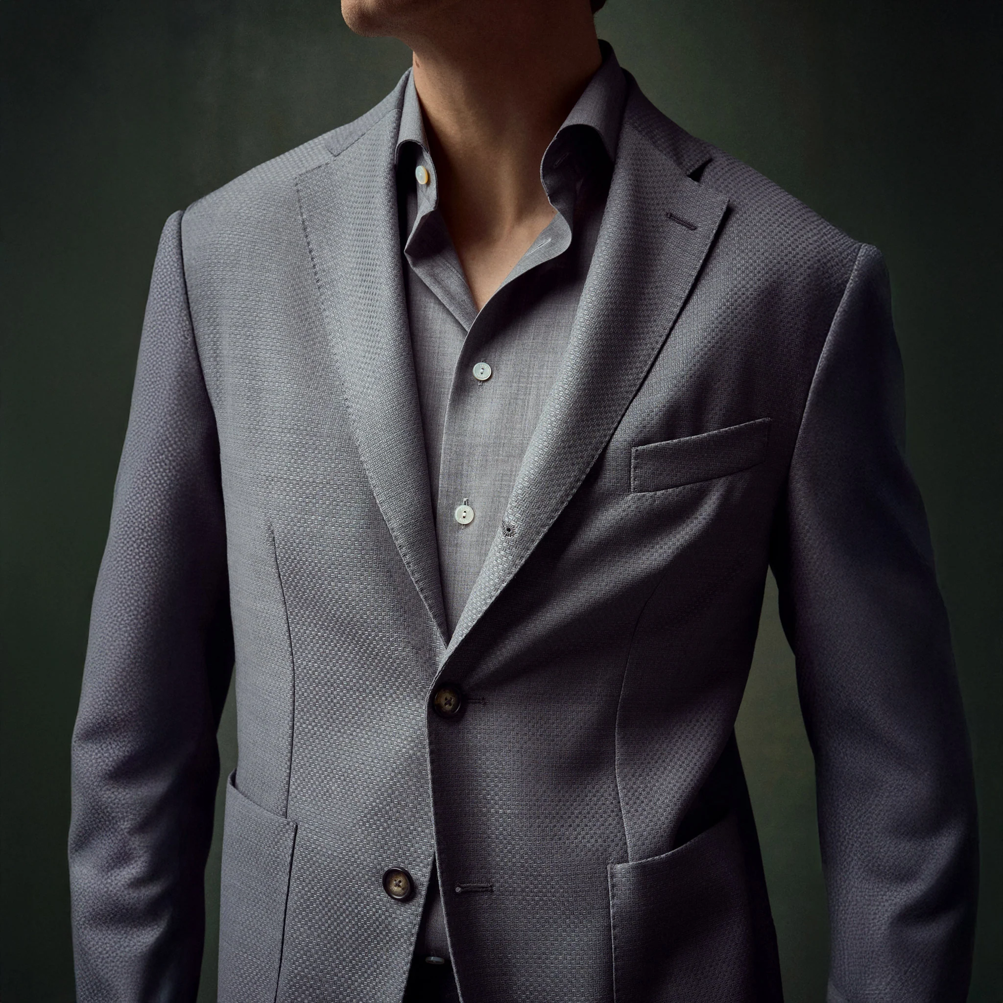 Gray Solid Merino Wool Slim Fit Shirt - ETON - Image 7
