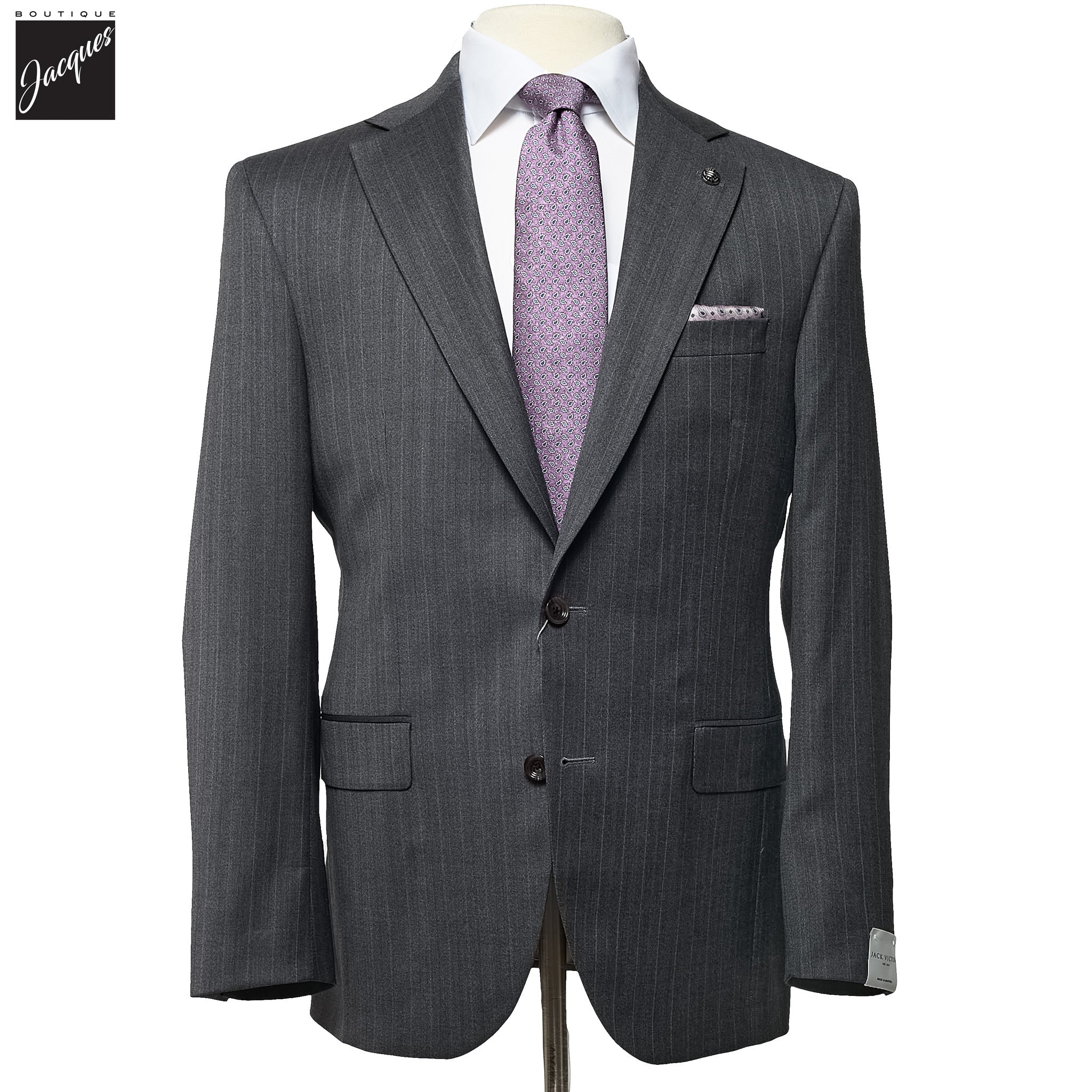 Gray Stripe Napoli Classic Fit Loro Piana Wool Suit - Jack Victor