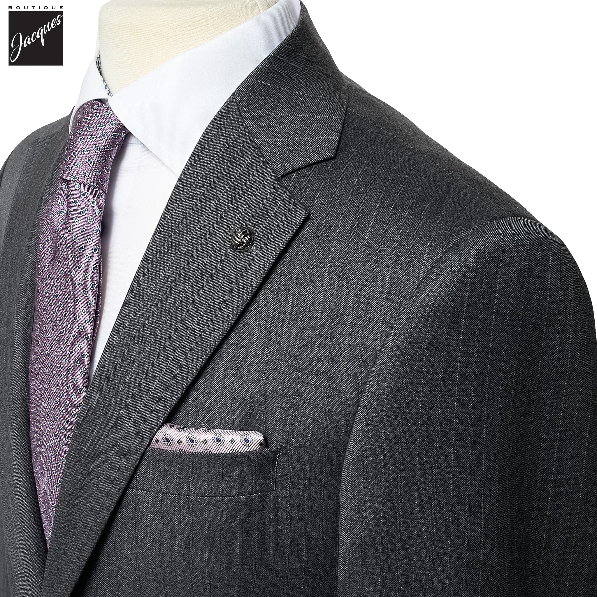 Gray Stripe Napoli Classic Fit Loro Piana Wool Suit - Jack Victor - Image 2