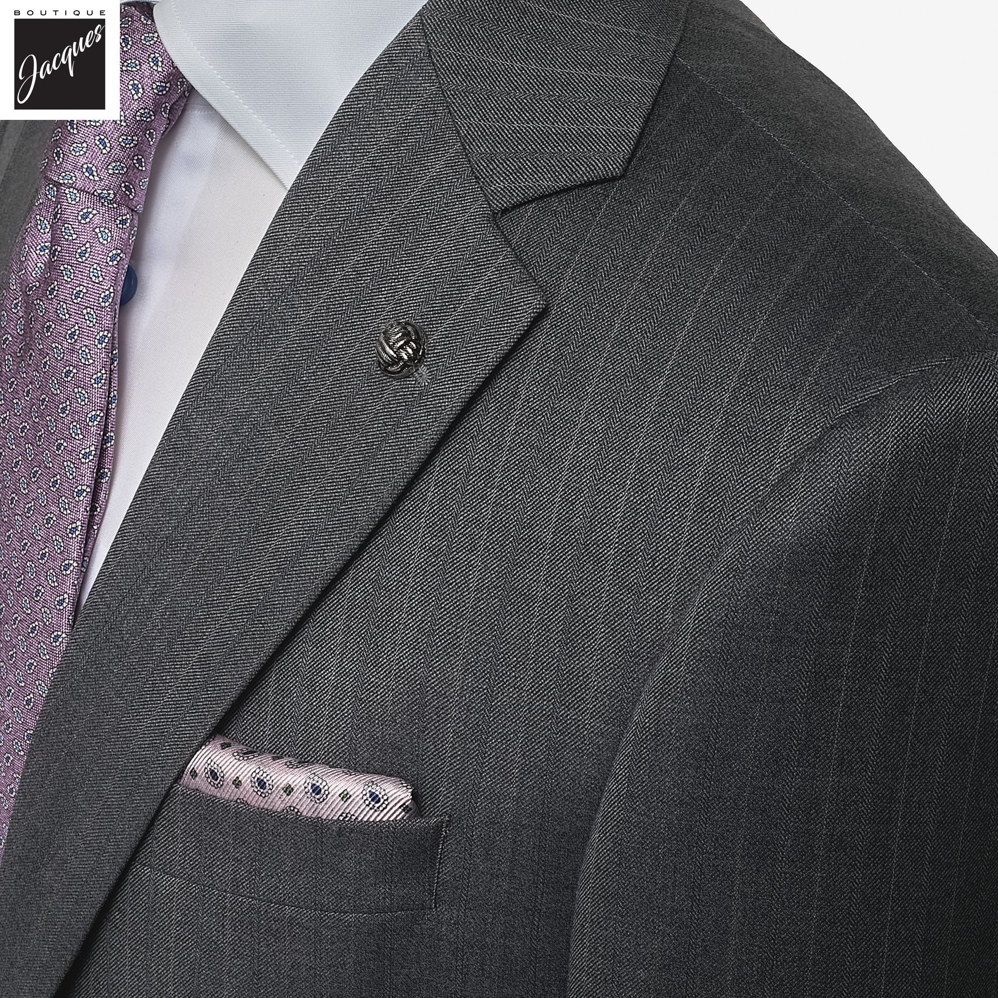 Gray Stripe Napoli Classic Fit Loro Piana Wool Suit - Jack Victor - Image 4