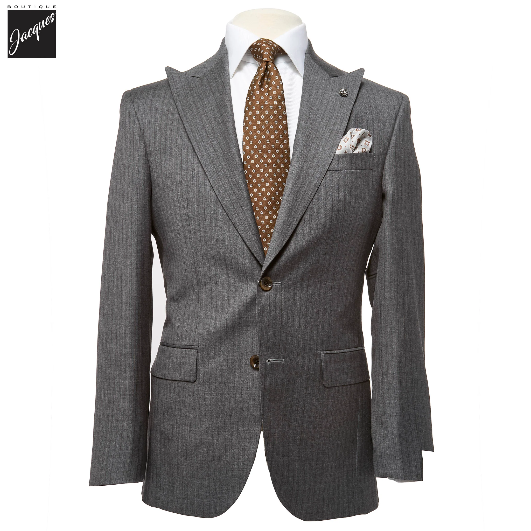 Gray Striped Super 130s Wool Nugent Classic Fit Suit - Jack Victor