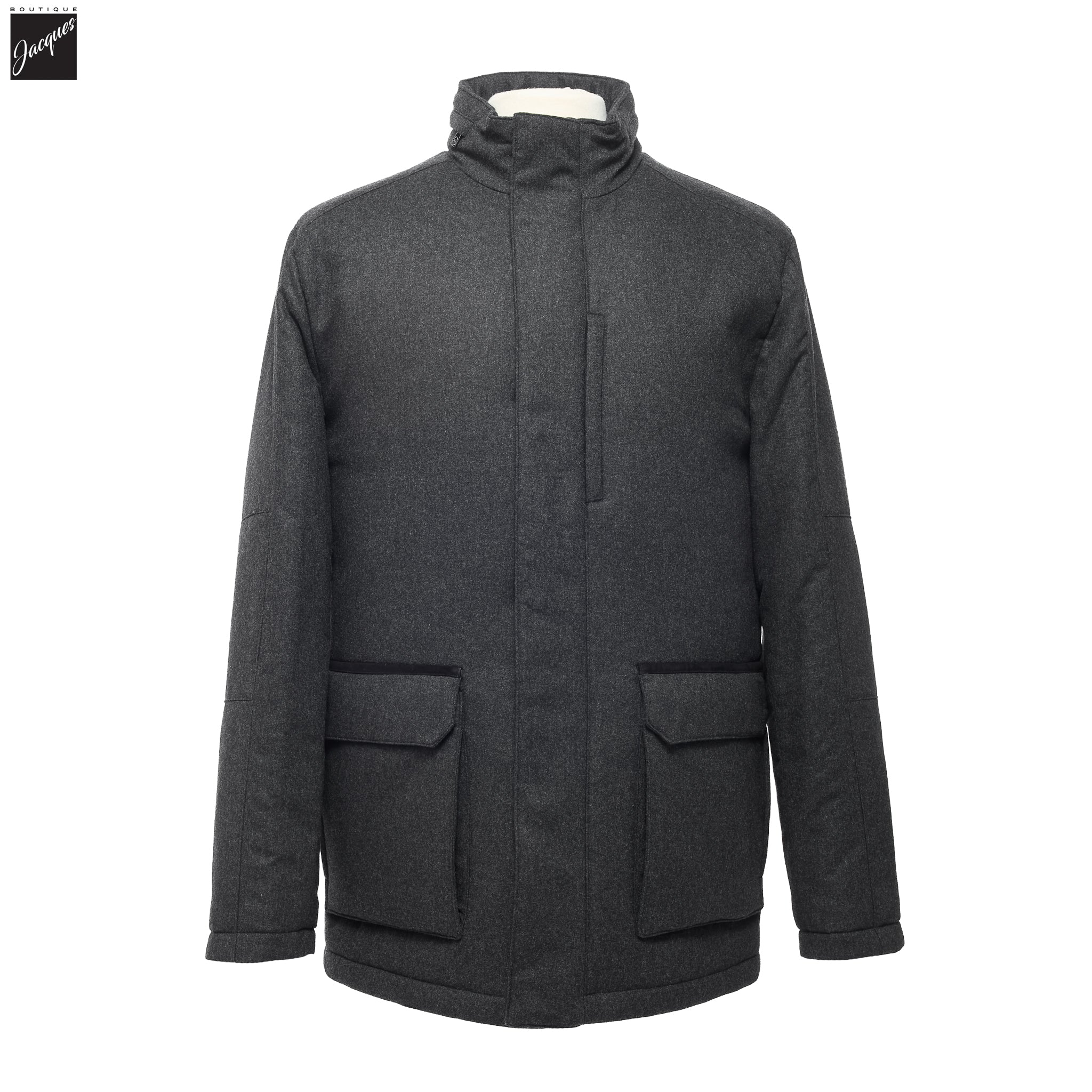Gray Technical Cashmere Car Coat - Corneliani - Image 3