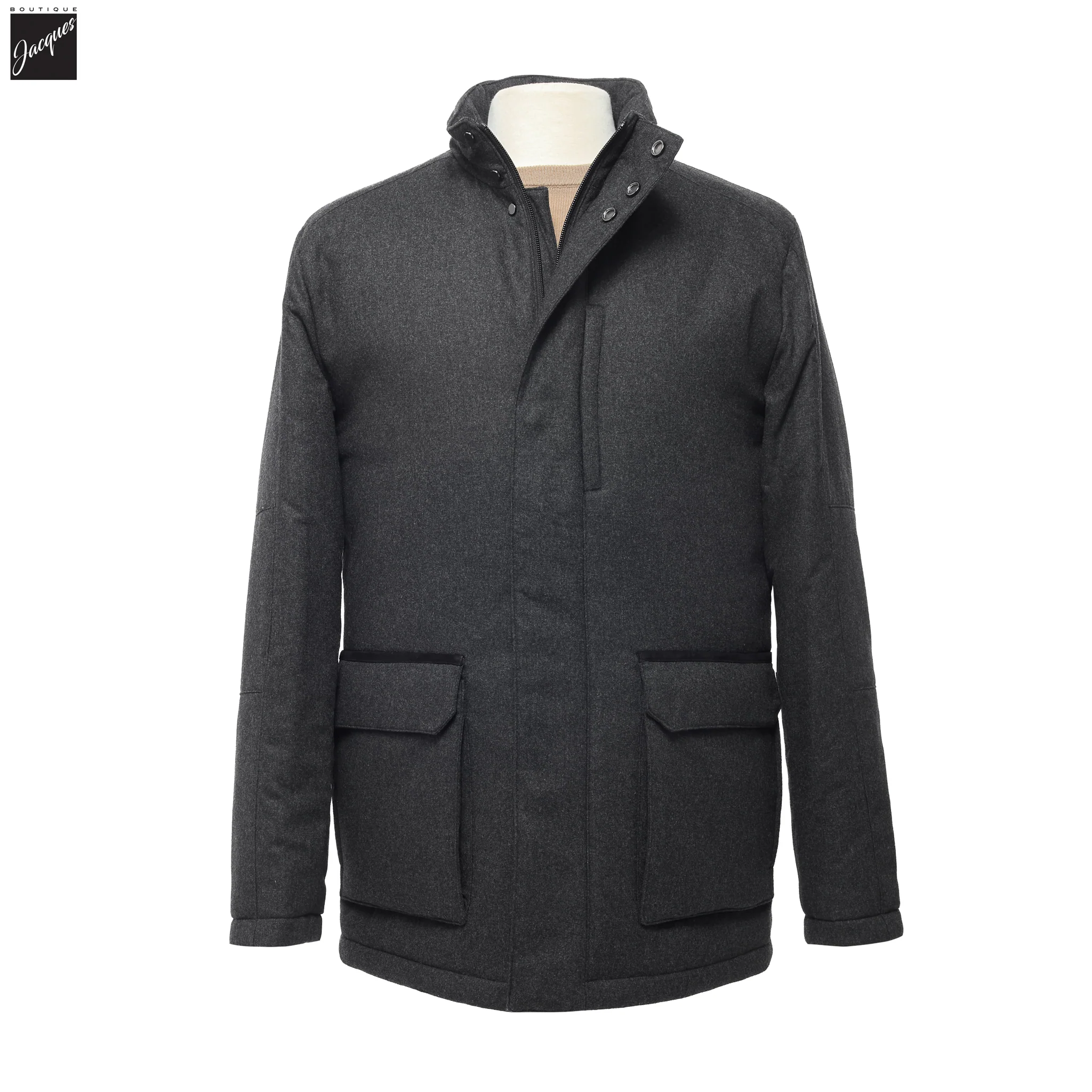 Gray Technical Cashmere Car Coat - Corneliani - Image 4