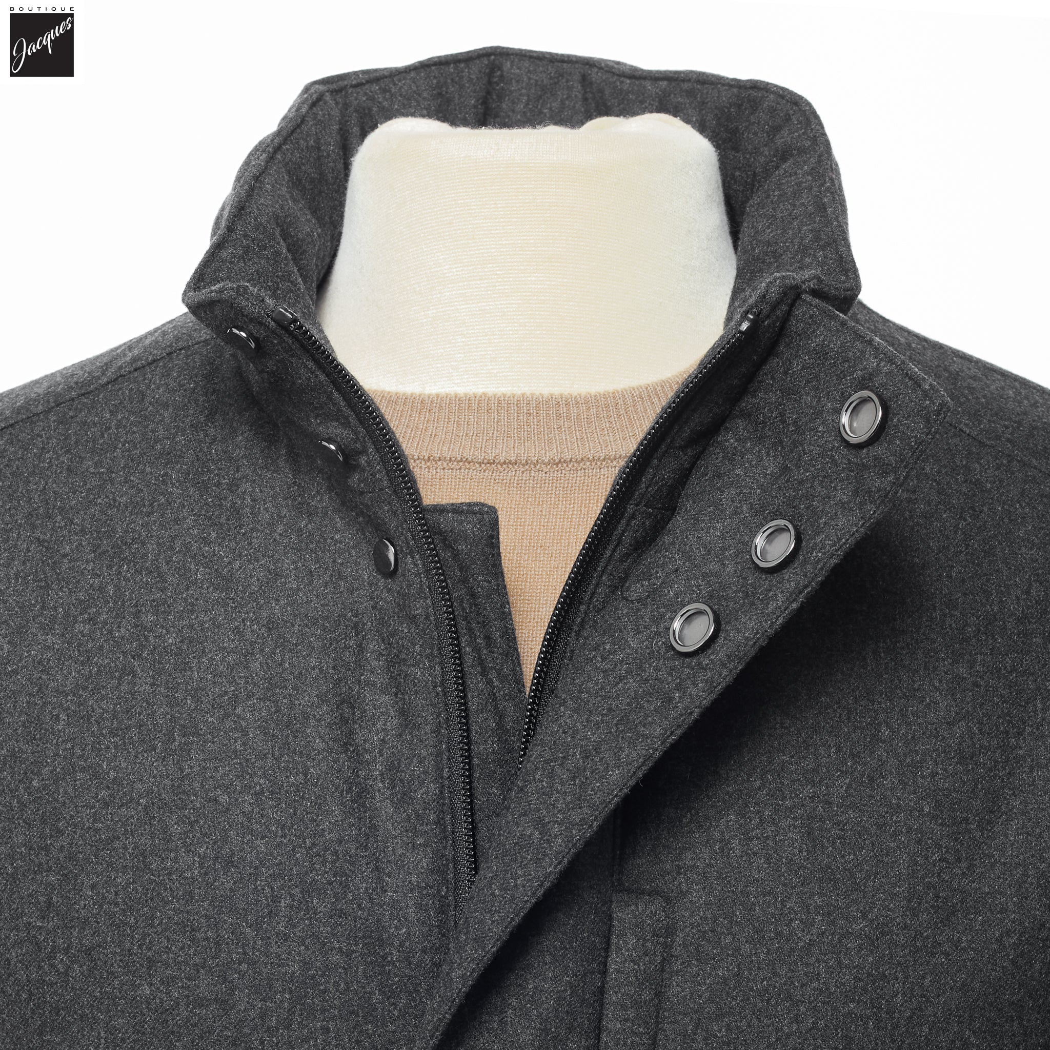 Gray Technical Cashmere Car Coat - Corneliani - Image 7