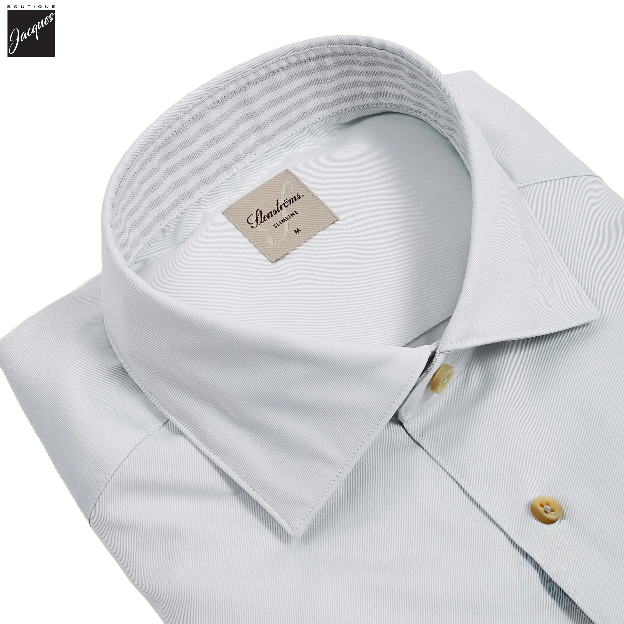 Gray w/ Contrast Trim Solid Slimline Shirt - Stenströms - Image 2