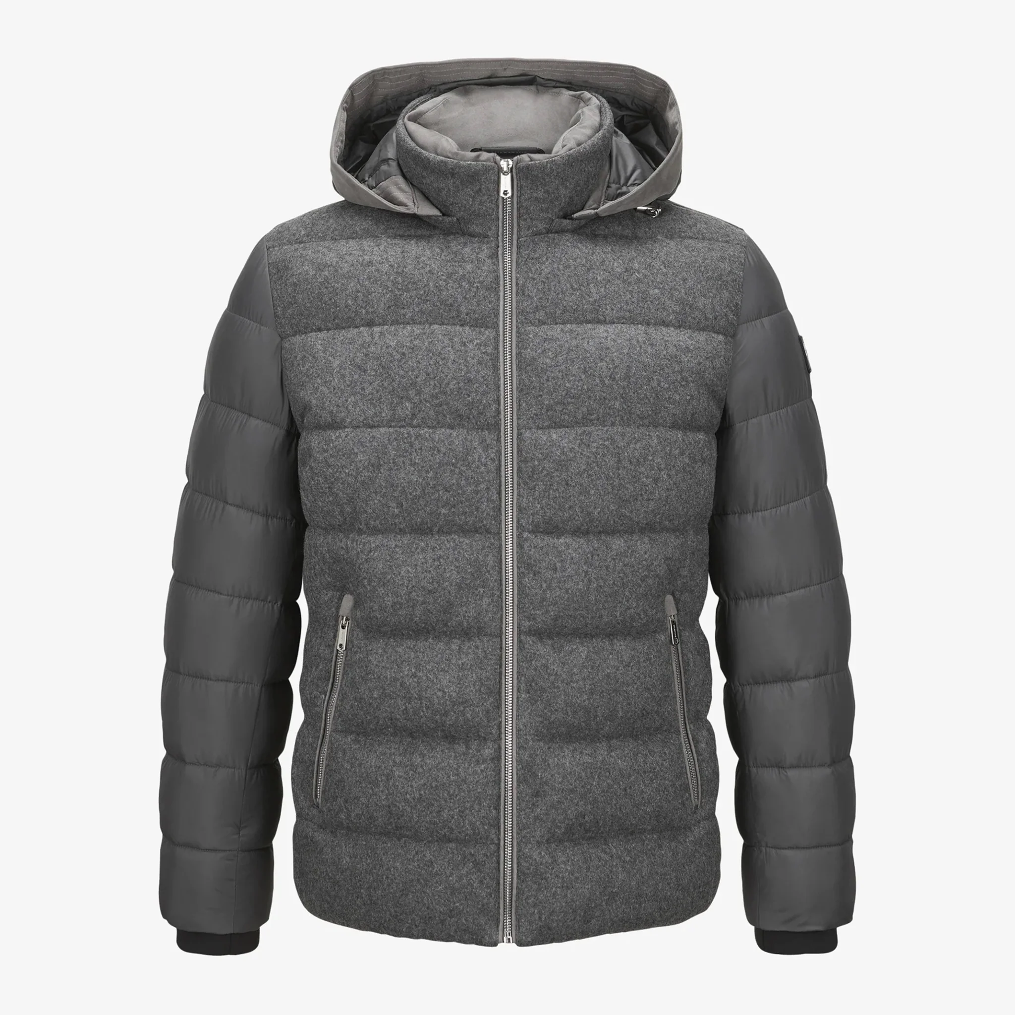 Gray Wool Hybrid Quilted Winter Coat - Milestone - Image 4
