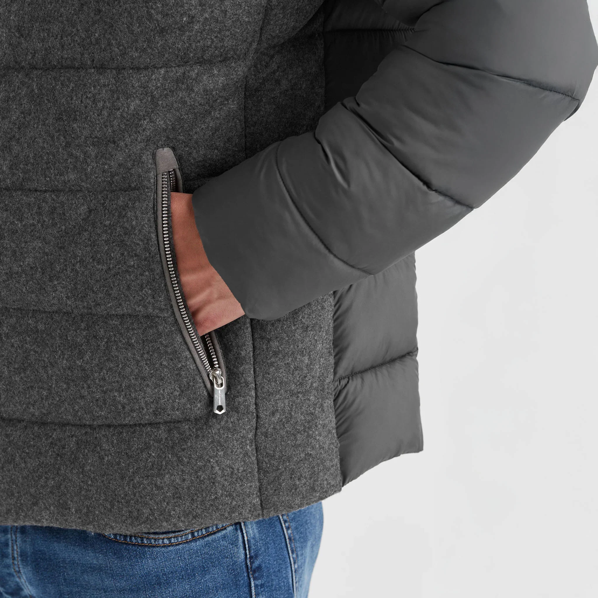 Gray Wool Hybrid Quilted Winter Coat - Milestone - Image 6