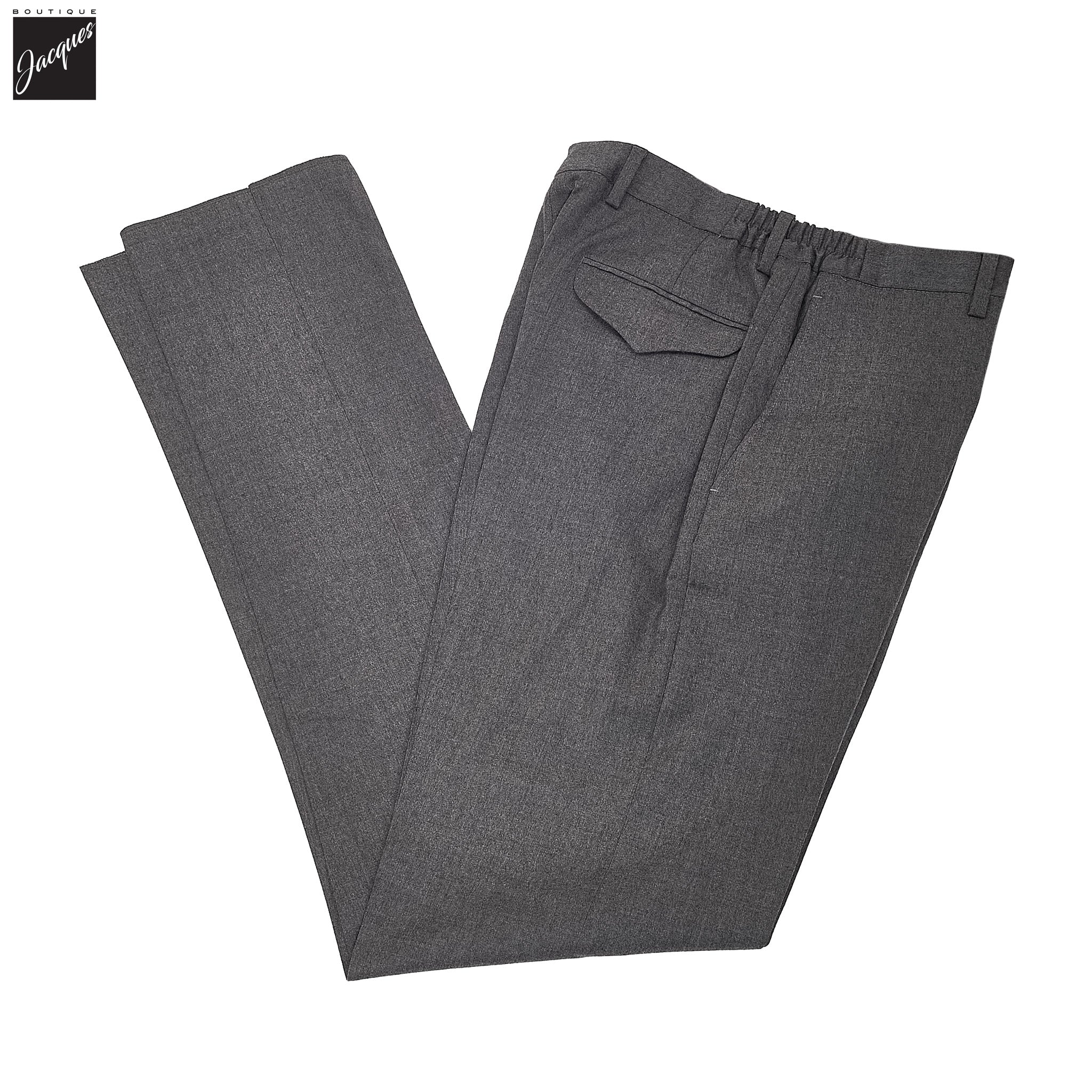 Gray Wool Stretch Prato Stretch Waistband Dress Pant - Jack Victor - Image 3