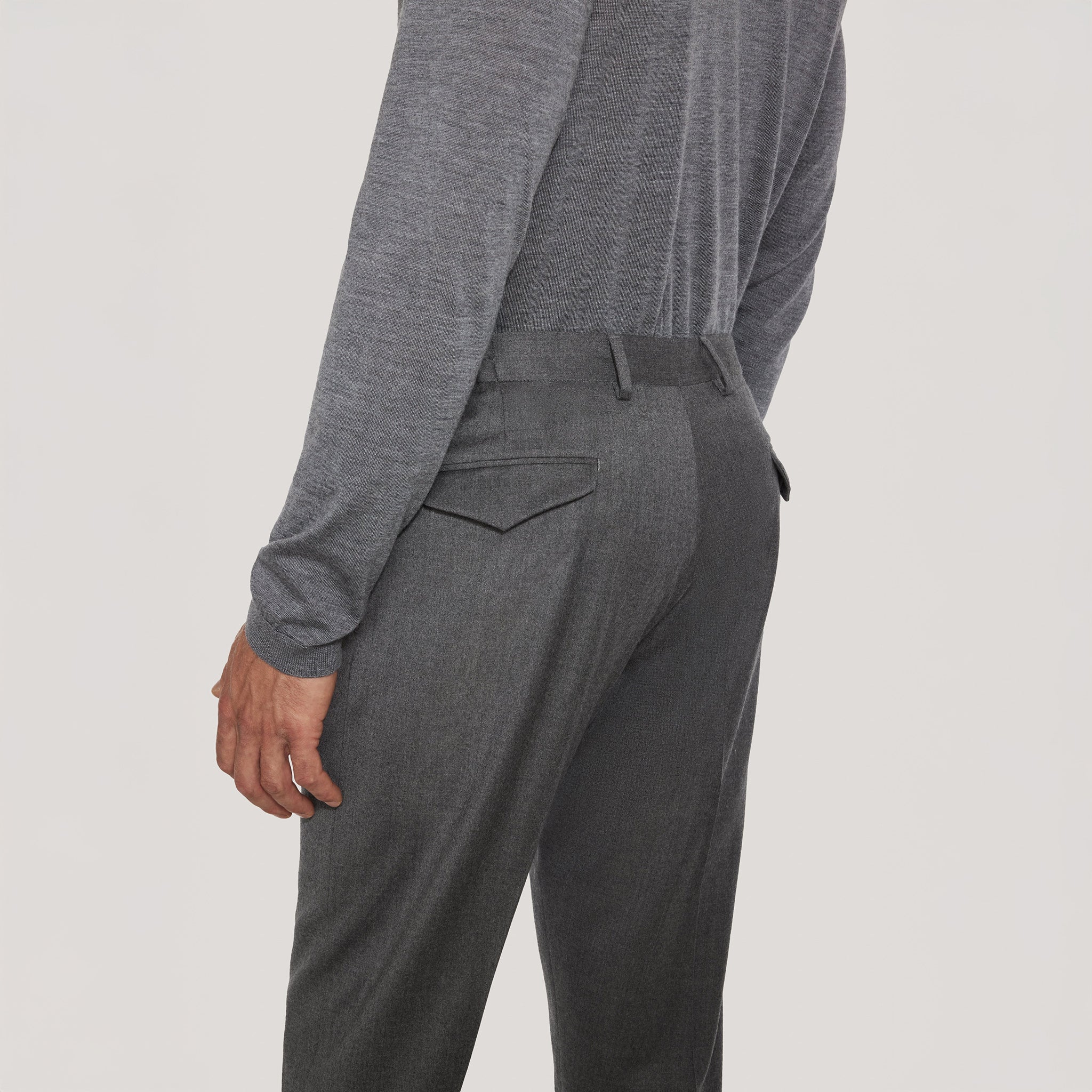 Gray Wool Stretch Prato Stretch Waistband Dress Pant - Jack Victor - Image 8