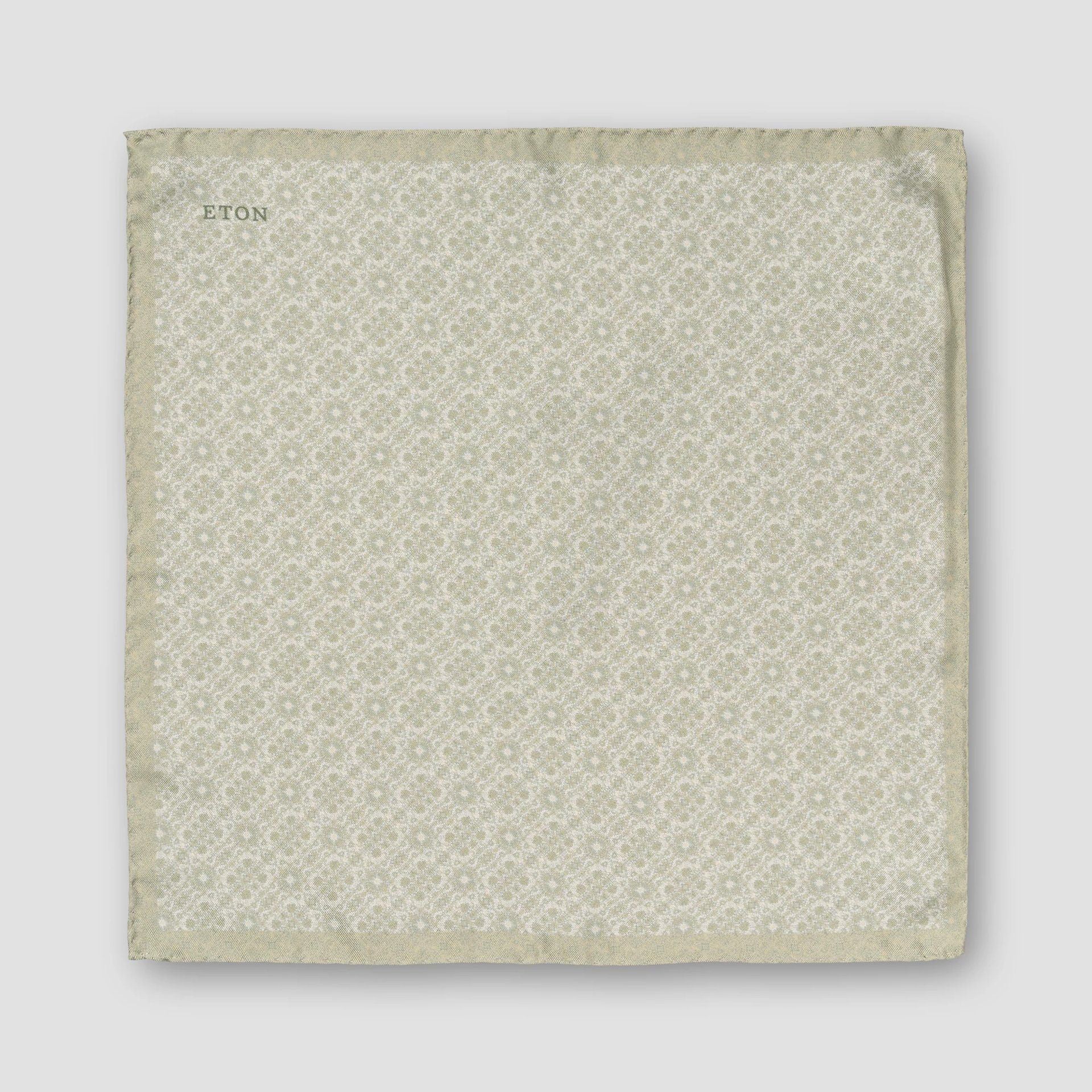 Green Geometric Silk Pocket Square - ETON - Image 2