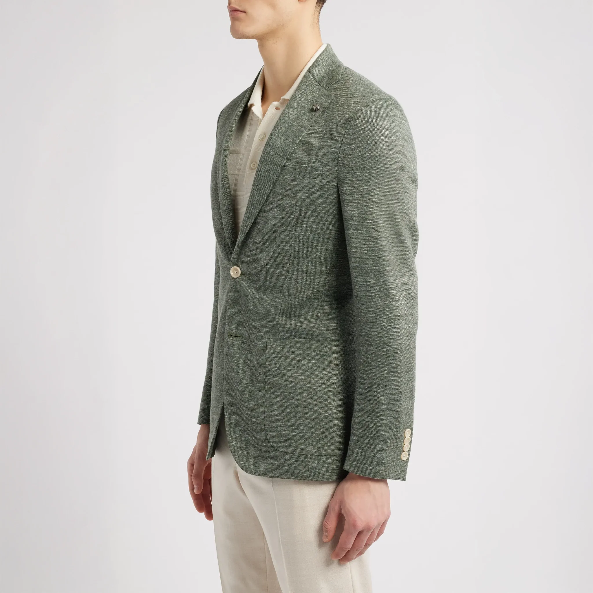 Green Linen-Blend Knit Comfortwear Hartford Contemporary Fit Sport Jacket - Jack Victor - Image 2