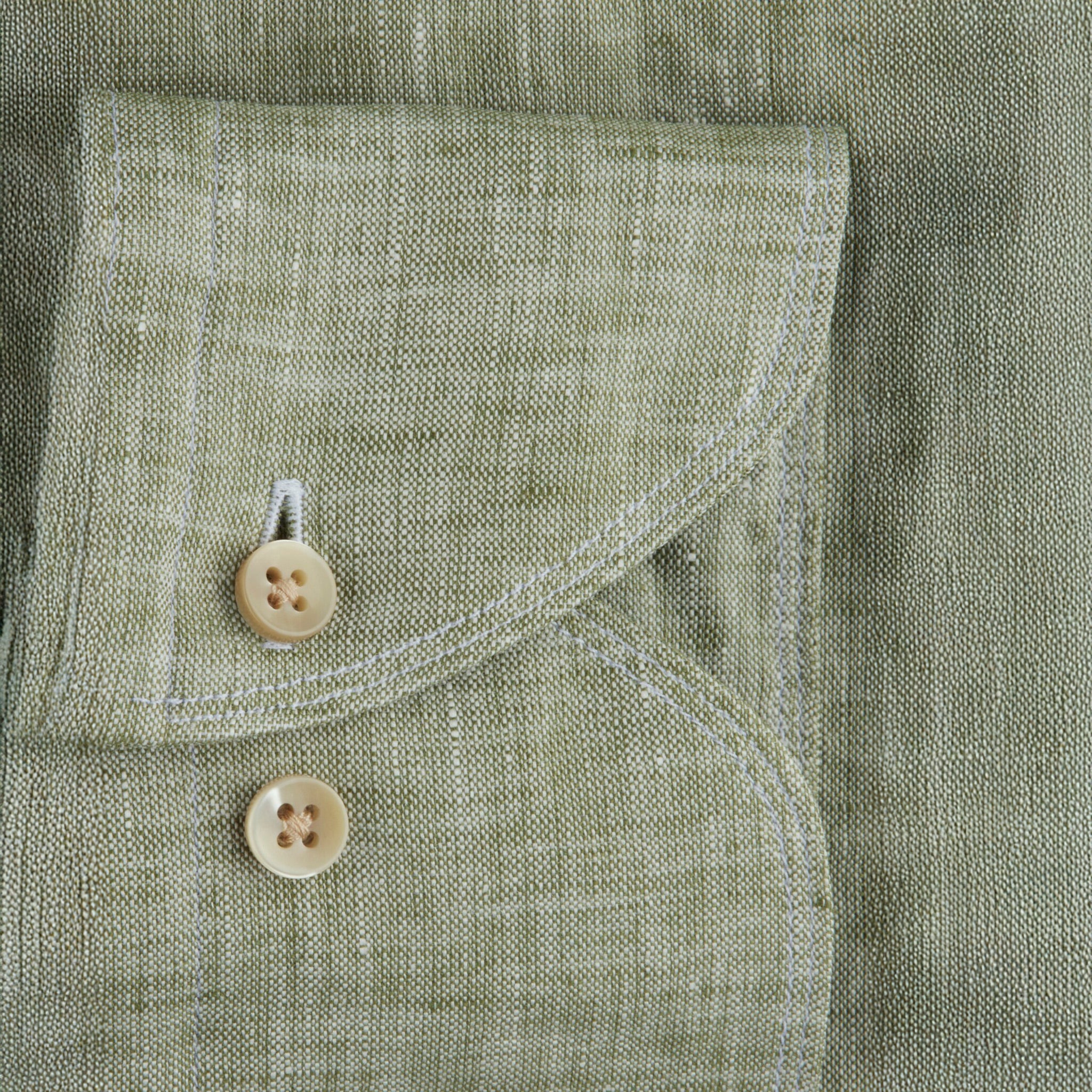 Green Linen Fitted Body Shirt - Stenströms - Image 3