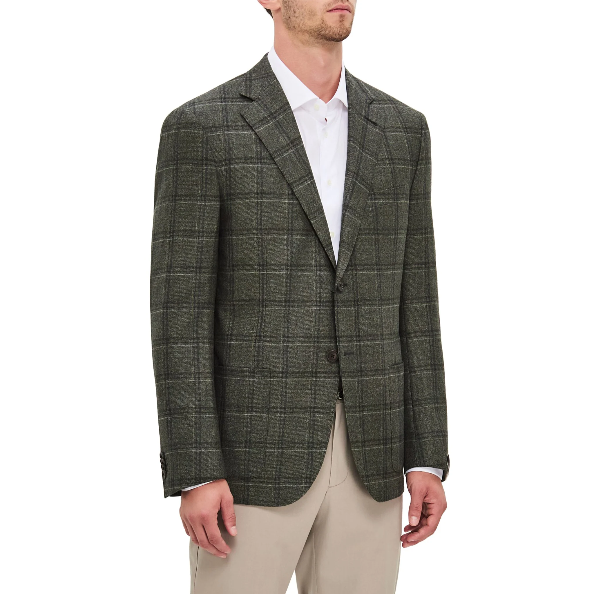 Green Wool Overcheck Modern Fit Sport Coat - Corneliani - Image 7