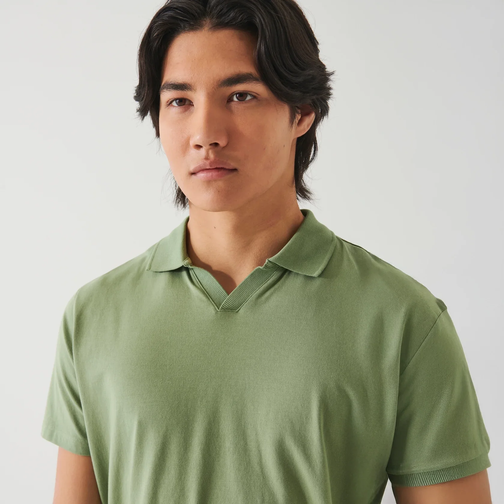 Green Pea Pima Cotton Stretch Open Polo - Patrick Assaraf - Image 3