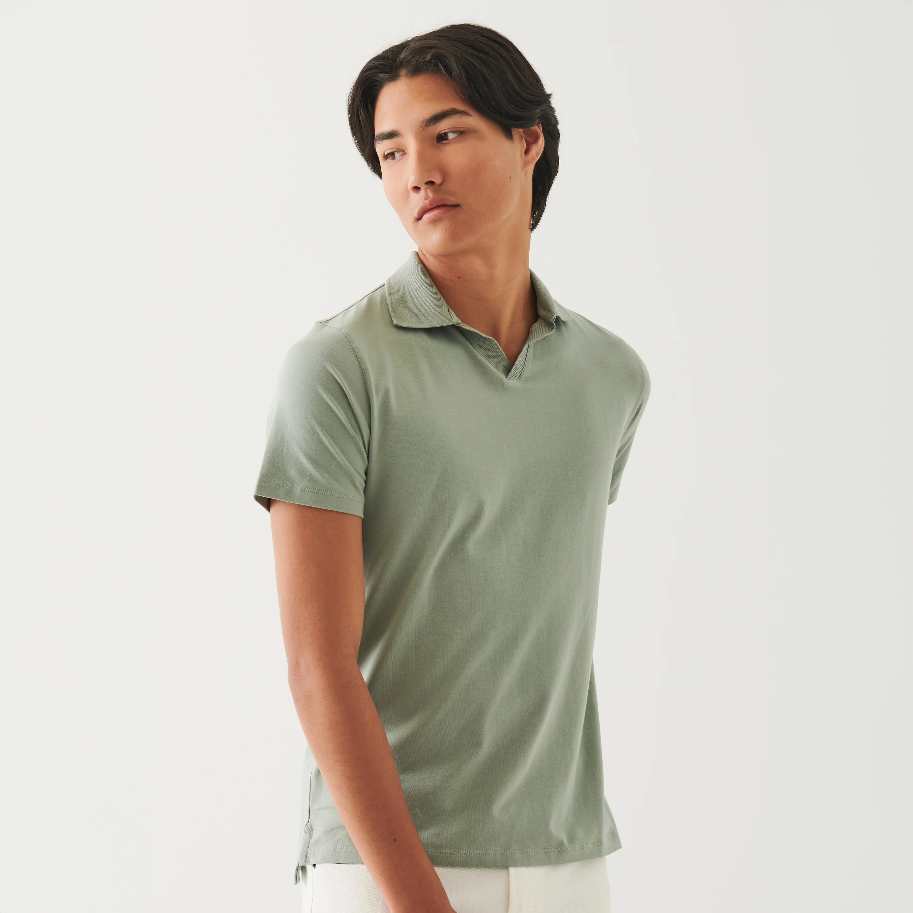 Green Pea Pima Cotton Stretch Open Polo - Patrick Assaraf - Image 4