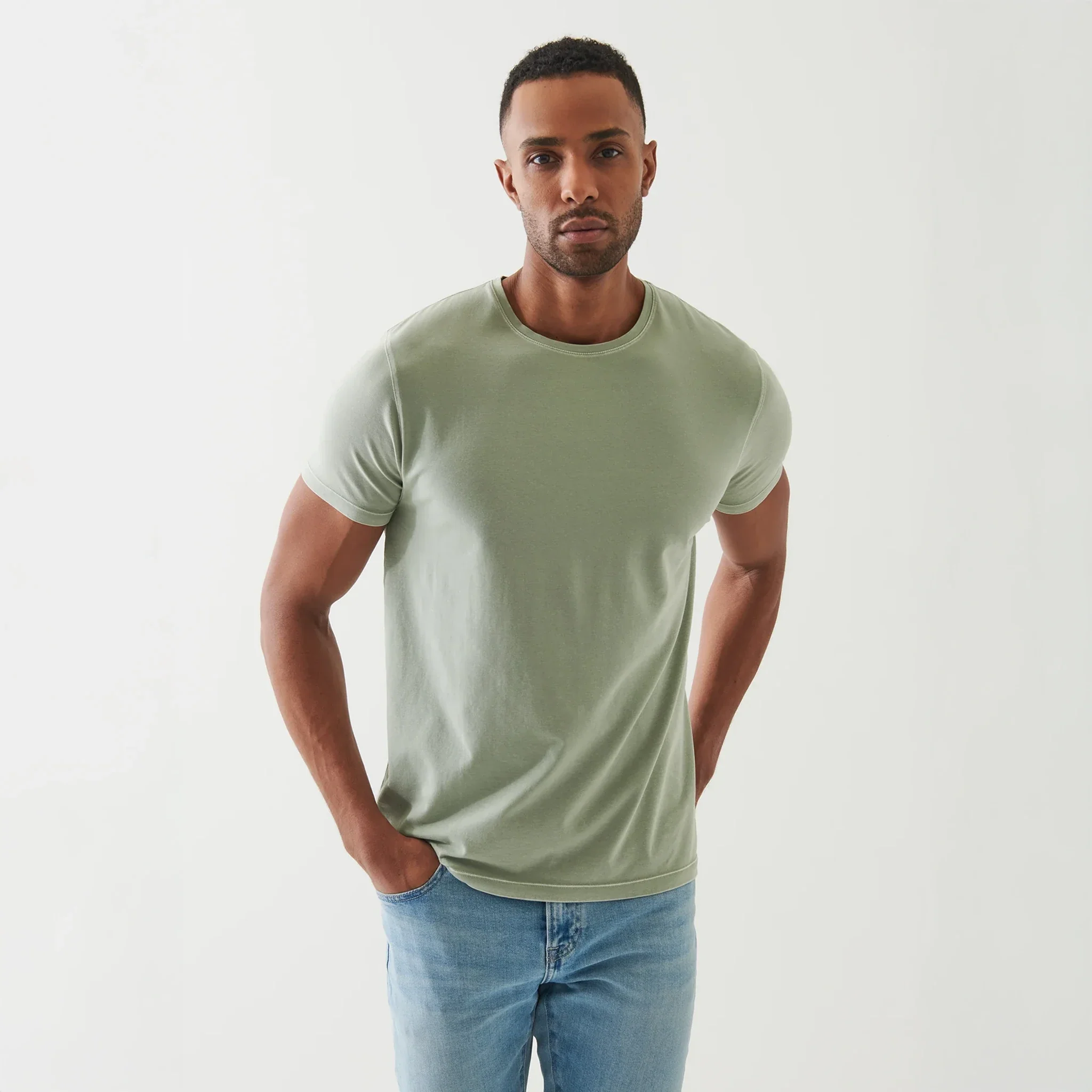 Green Pea Pima Cotton Stretch Vintage Wash T-Shirt - Patrick Assaraf - Image 4