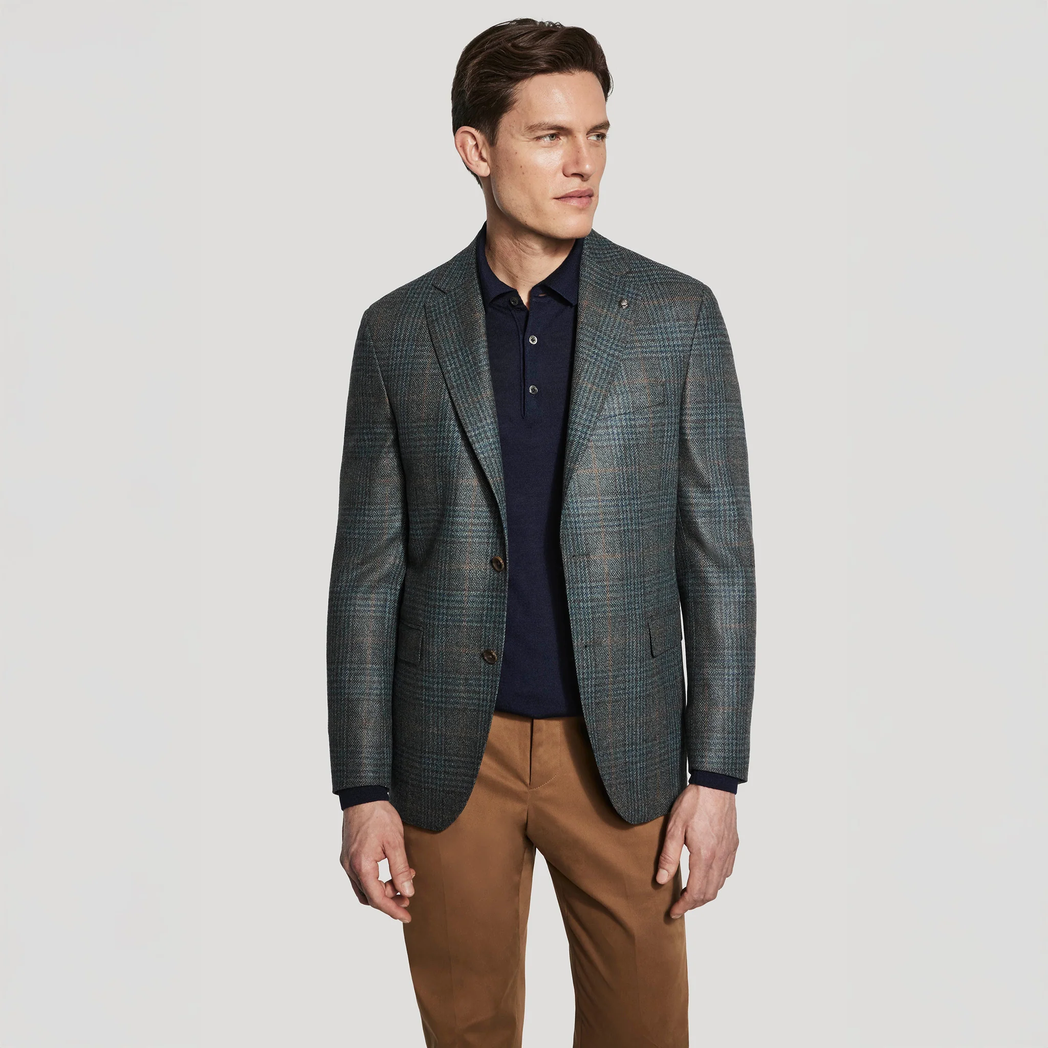 Green Plaid Wool-Silk Loro Piana McAllen Contemporary Fit Sport Jacket - Jack Victor