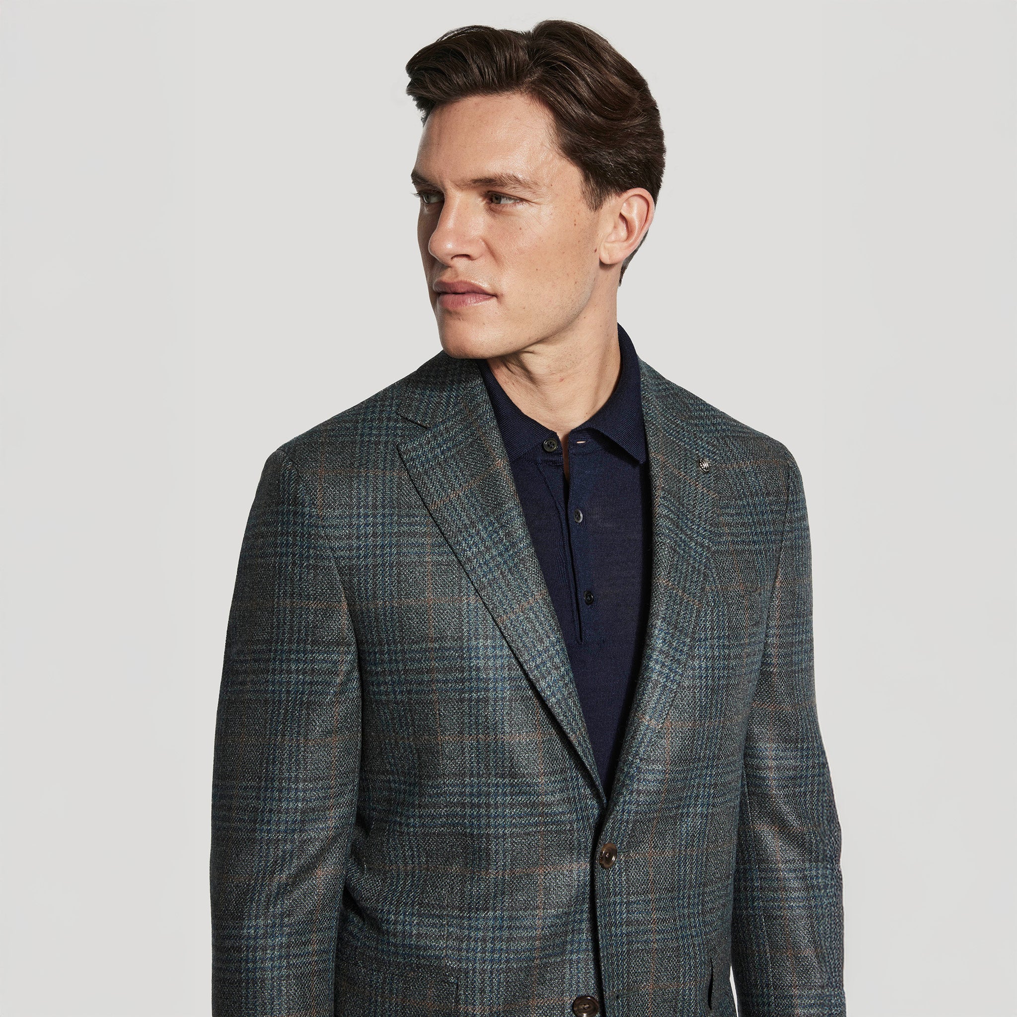 Green Plaid Wool-Silk Loro Piana McAllen Contemporary Fit Sport Jacket - Jack Victor - Image 2