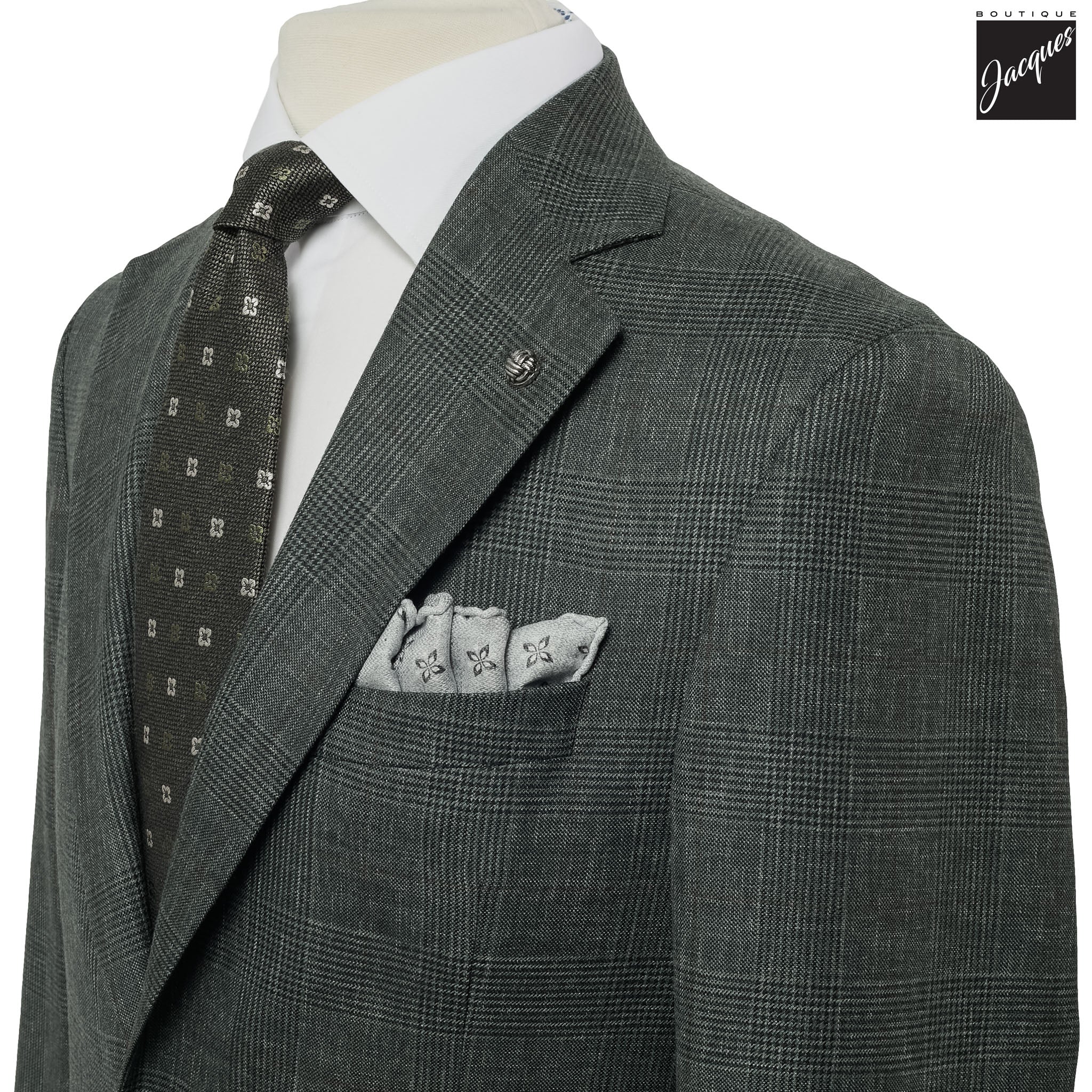 Green Prince of Wales Montana Contemporary Fit Wool Suit - Jack Victor - Image 2