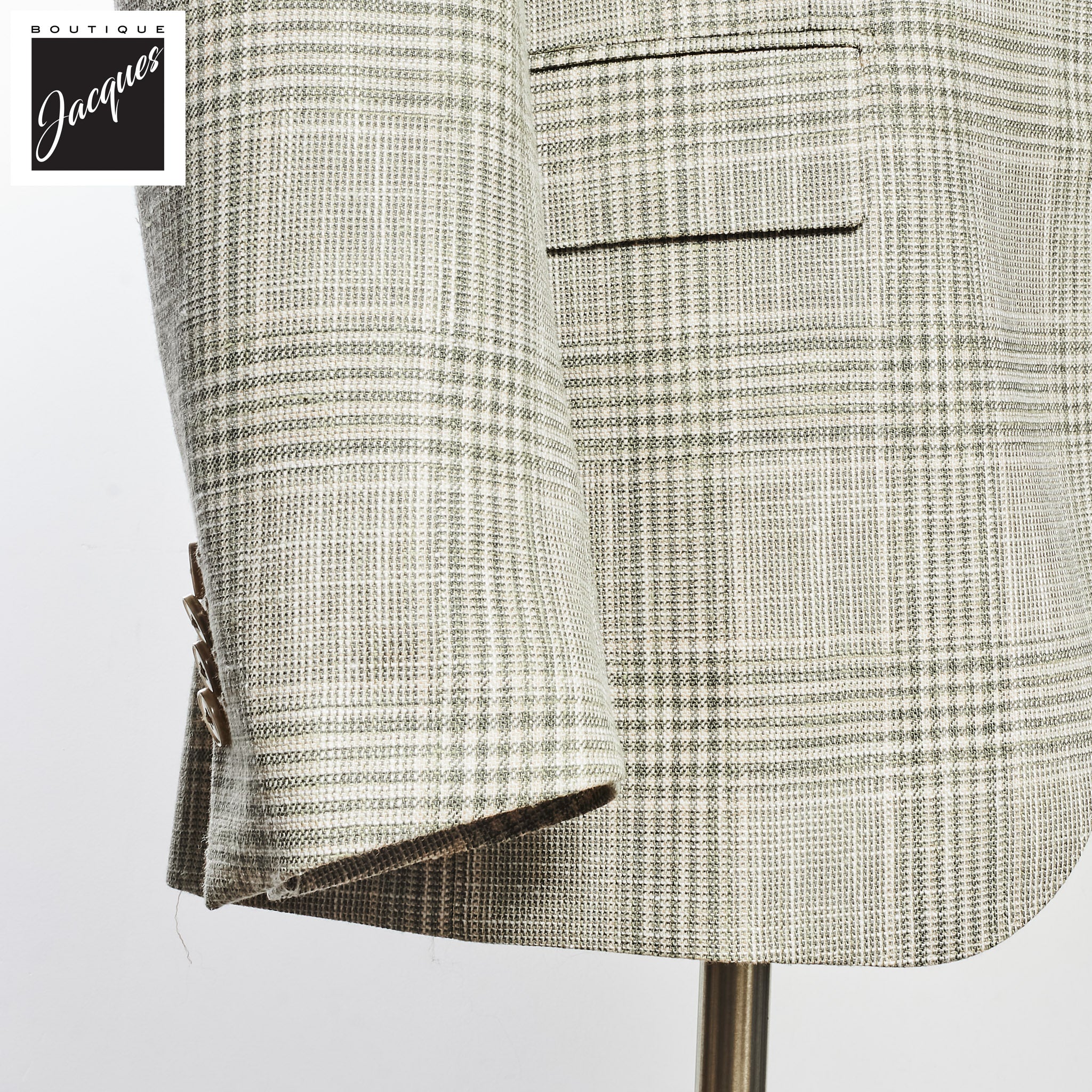 Green Prince of Wales Wool-Silk Dream Fit Sport Jacket - Luigi Bianchi - Image 3
