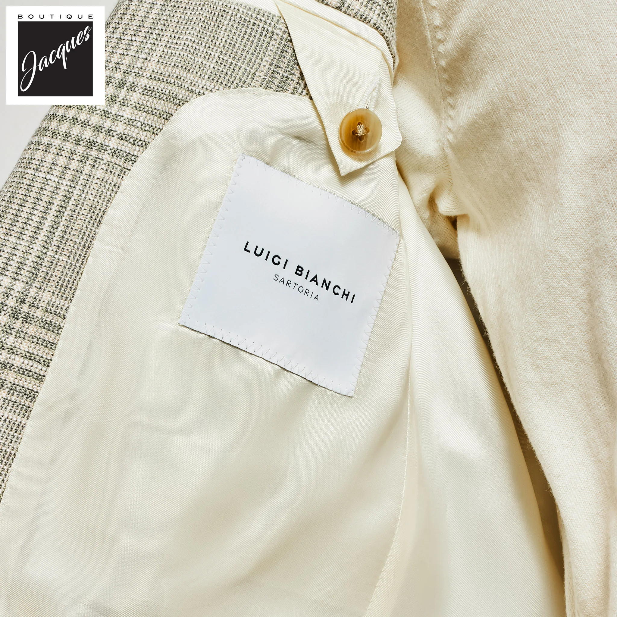 Green Prince of Wales Wool-Silk Dream Fit Sport Jacket - Luigi Bianchi - Image 4