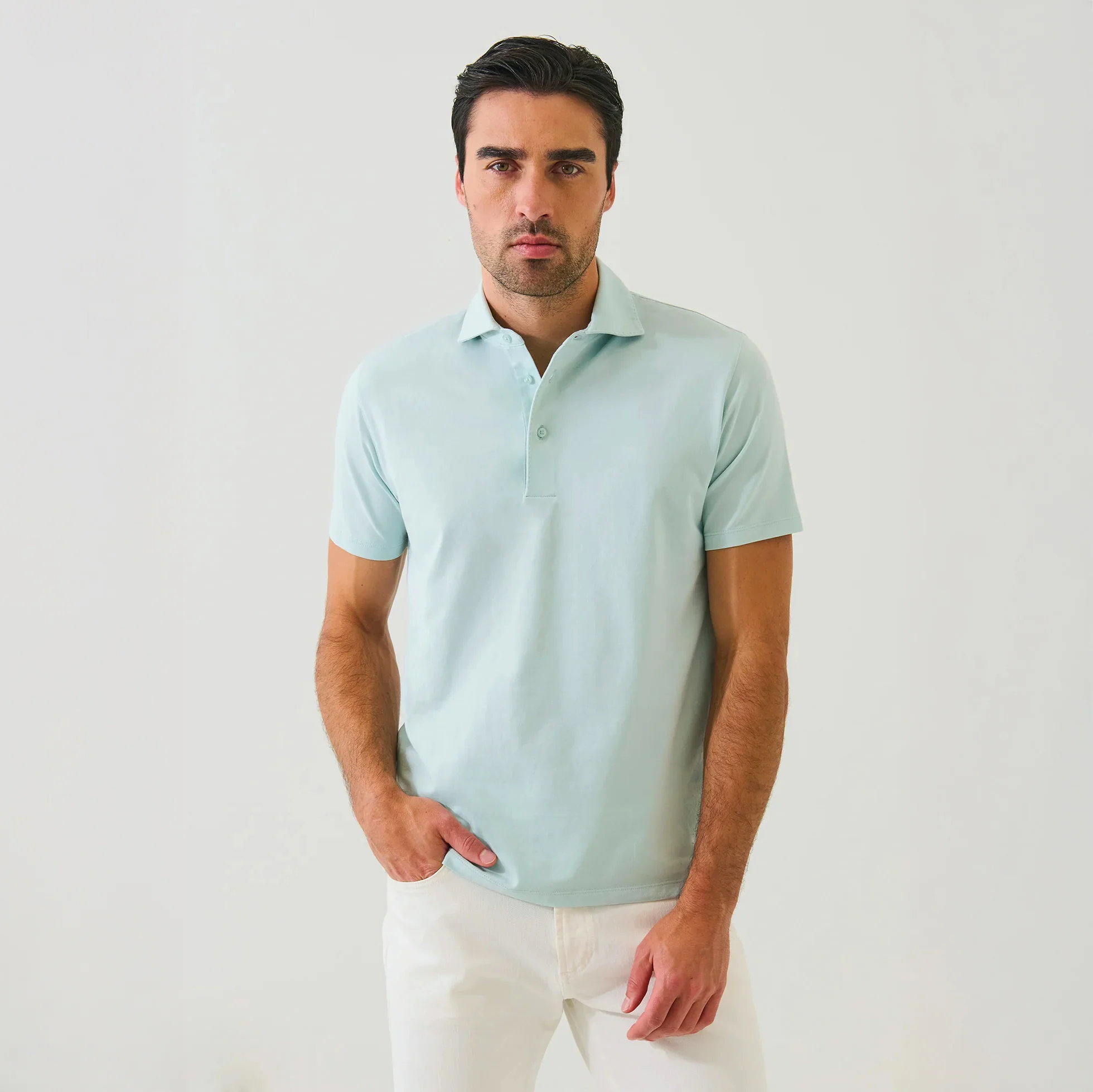 Green Rinse Pima Cotton Stretch Short Sleeve Polo - Patrick Assaraf