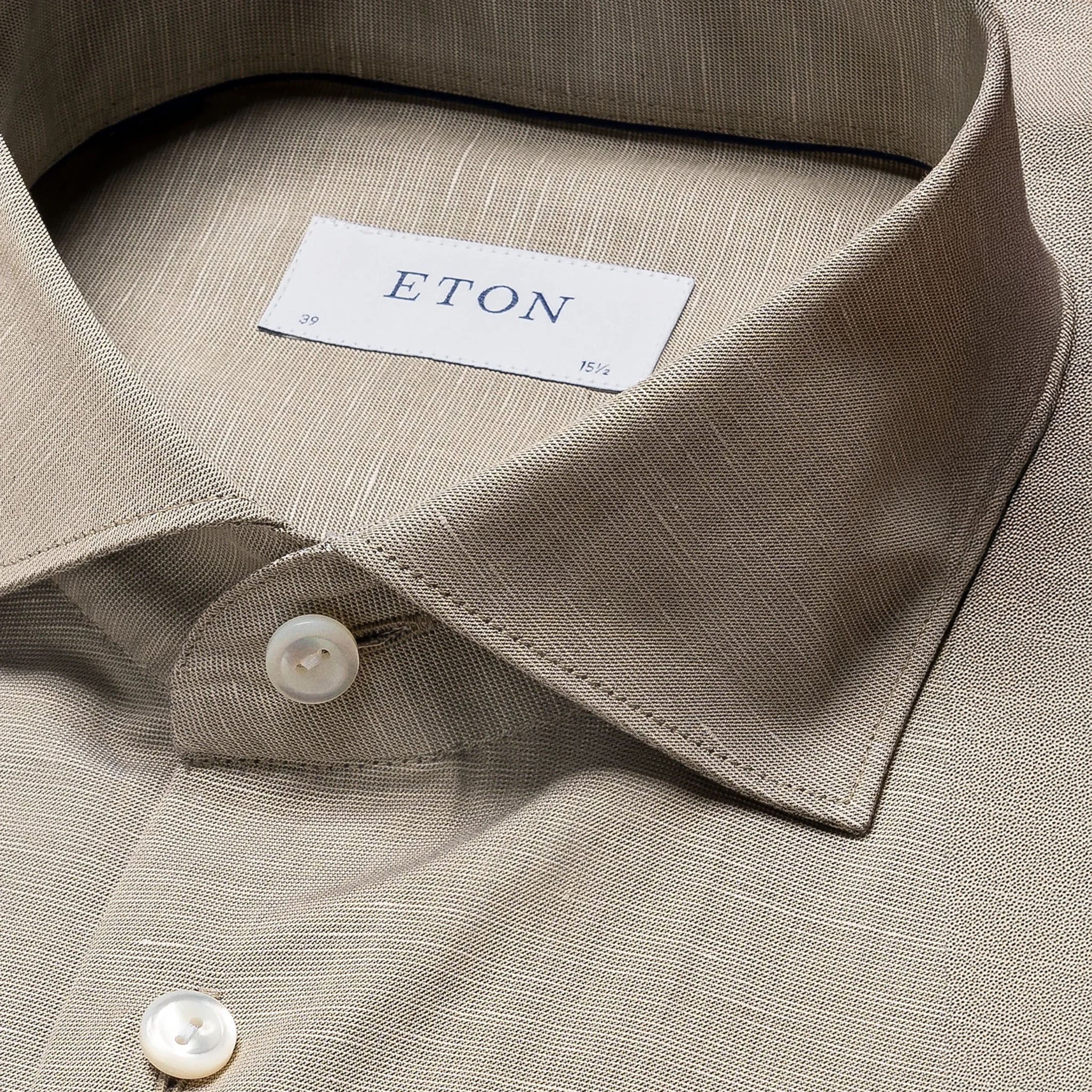 Green Solid Cotton-Linen Slim Fit Shirt - ETON - Image 3
