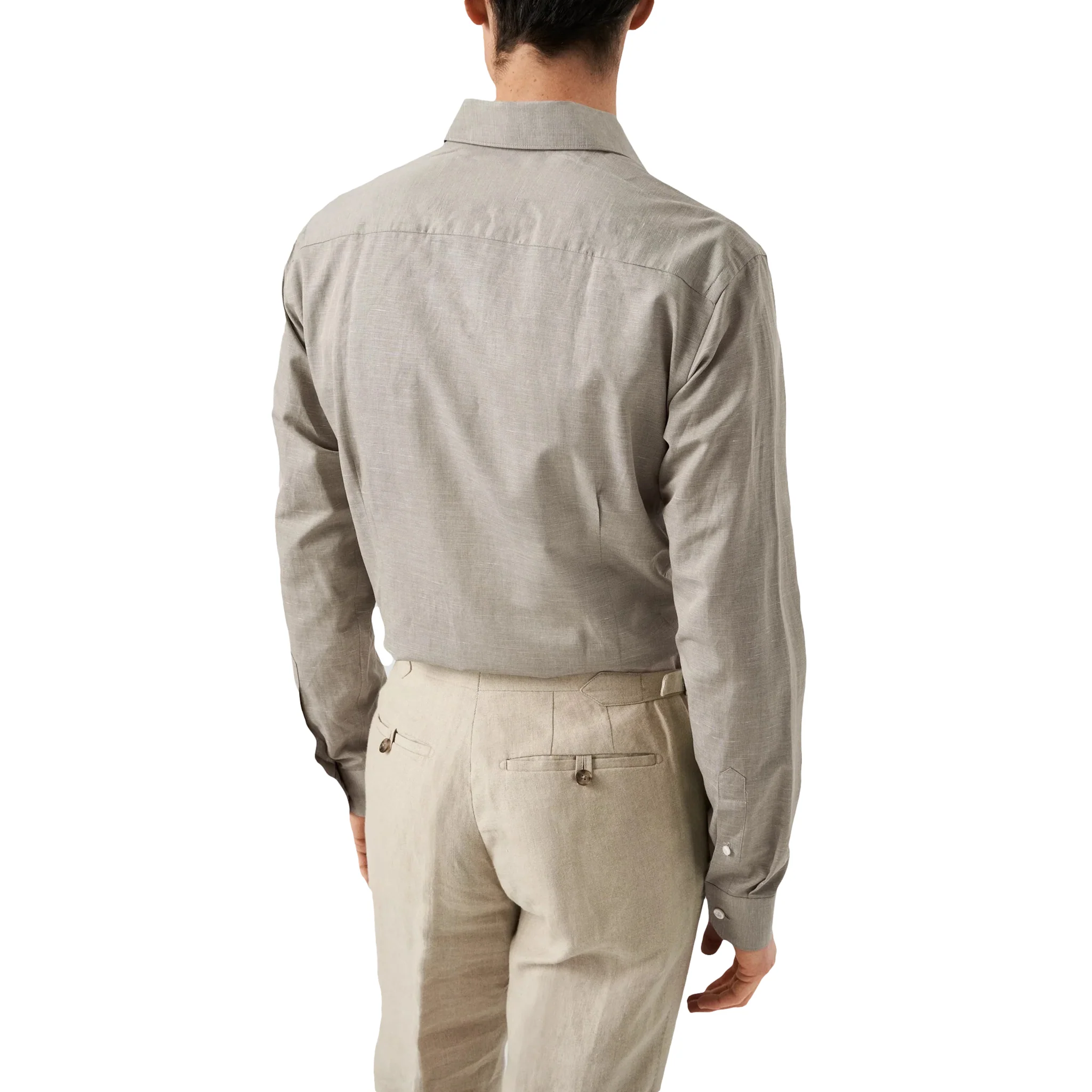 Green Solid Cotton-Linen Slim Fit Shirt - ETON - Image 6