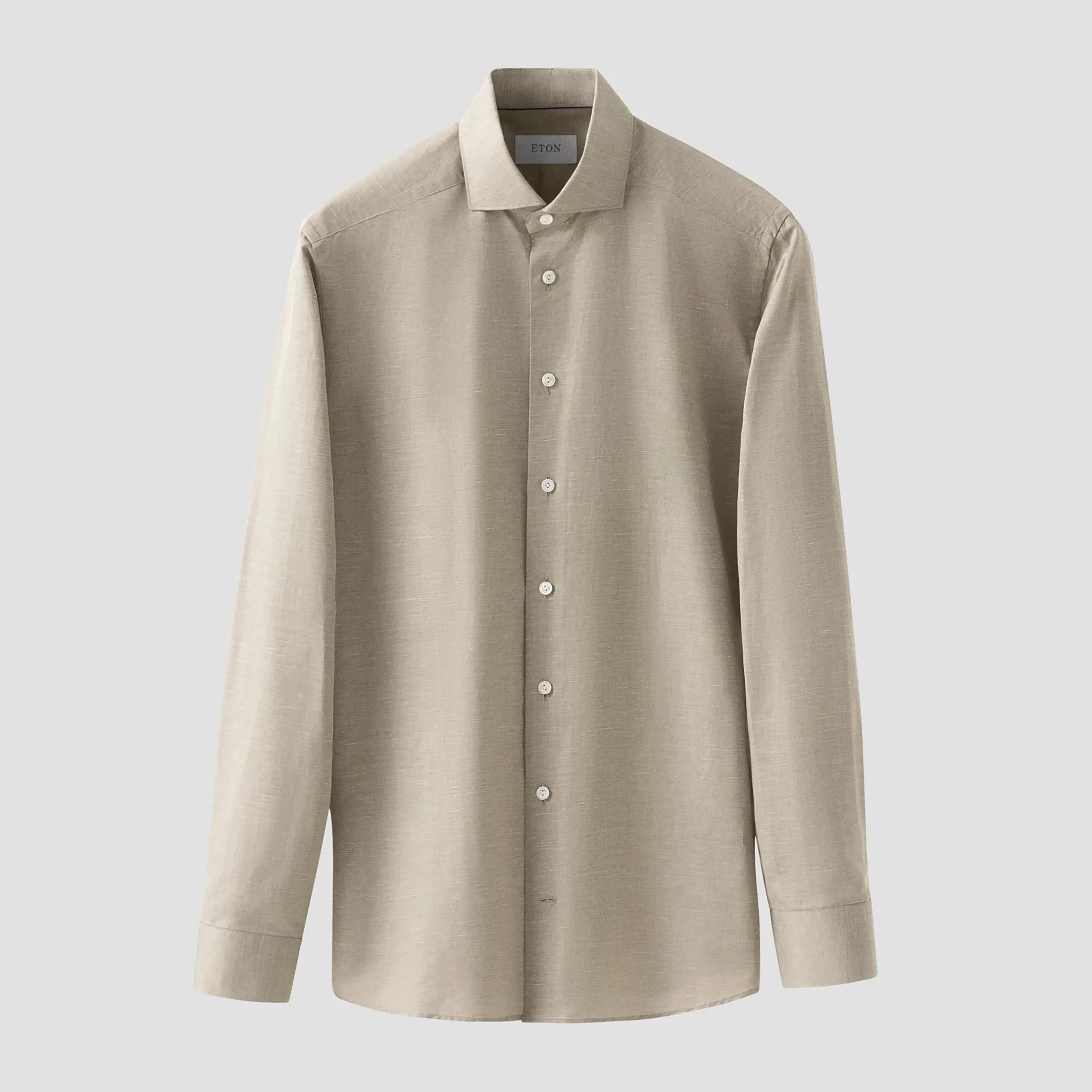 Green Solid Cotton-Linen Slim Fit Shirt - ETON - Image 8