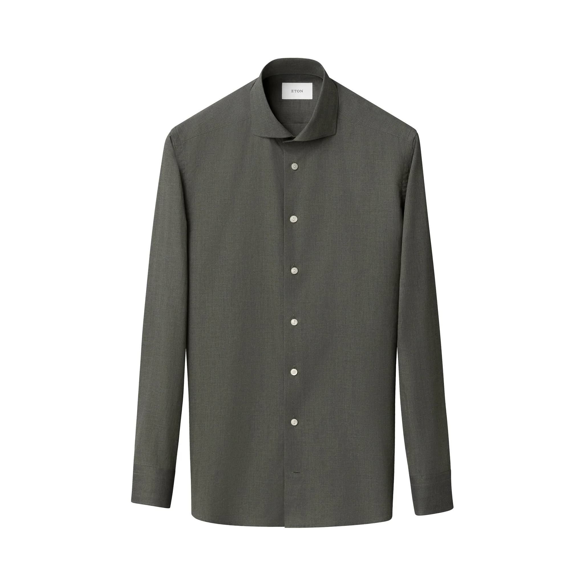 Green Solid Signature Flannel Slim Fit Shirt - ETON - Image 4