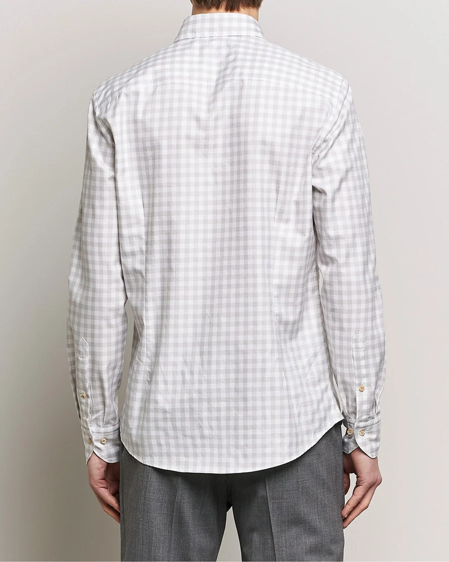 Grey/Beige Gingham Garment Wash Slimline Casual Shirt - Stenströms - Image 8