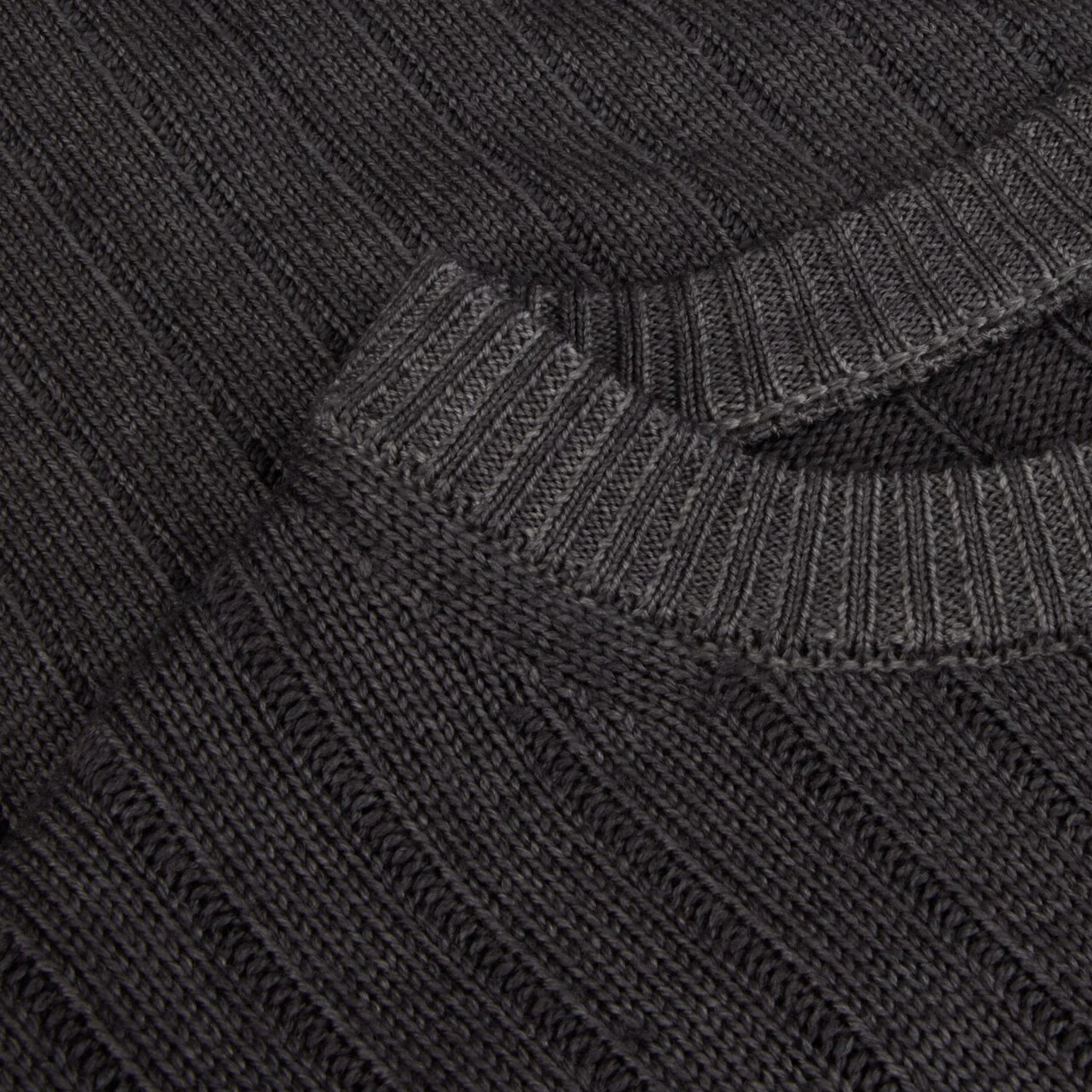 Grey Garment Dyed Merino Wool Crew Neck - Stenstroms - Image 3