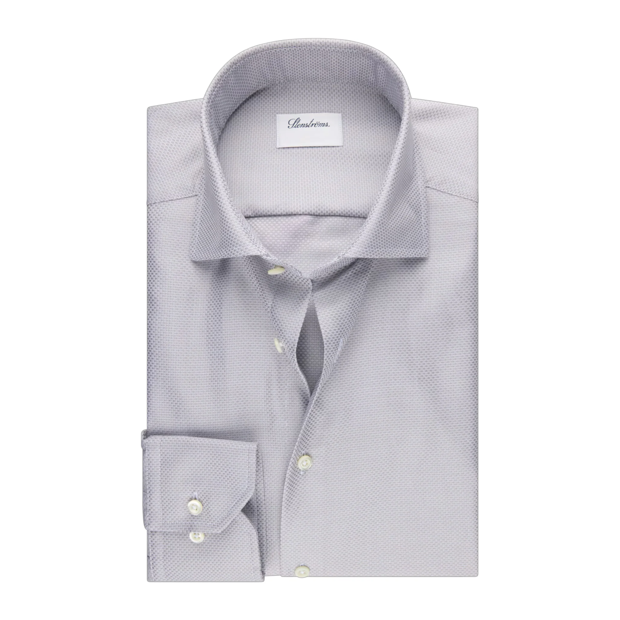 Gray Textured Twill Shirt Slimline - Stenströms