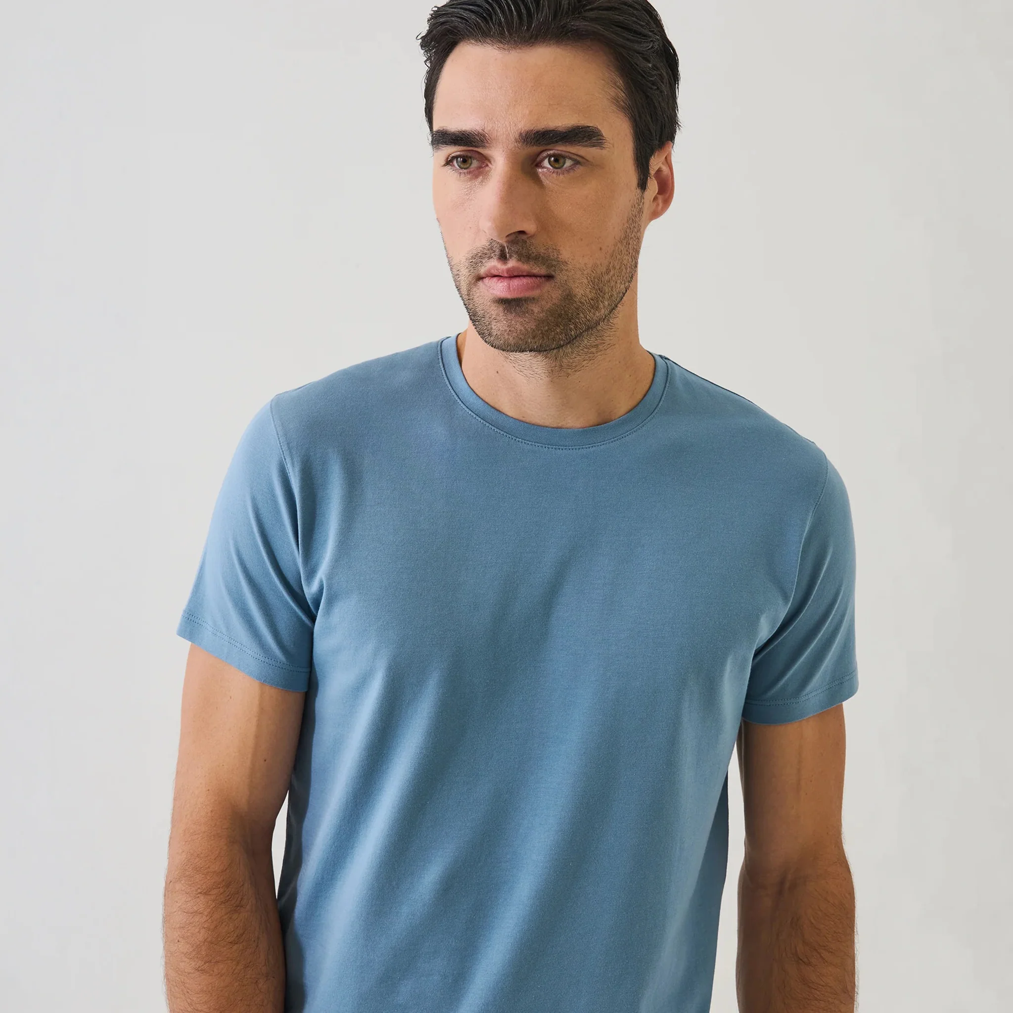 Haze Blue Pima Cotton Stretch Iconic T-Shirt - Patrick Assaraf - Image 3