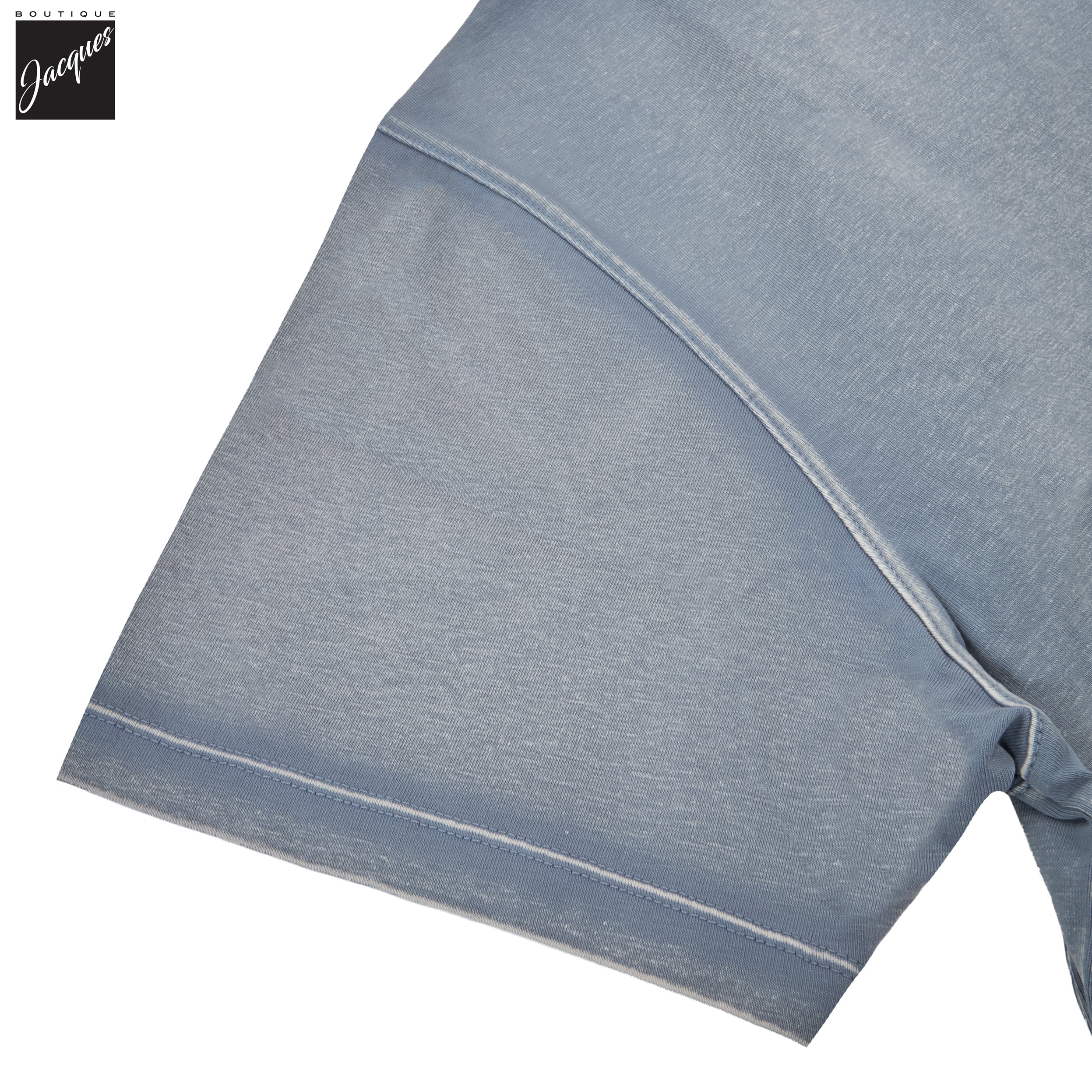 Haze Blue Pima Cotton Stretch Vintage Wash Crew Neck T-Shirt - Patrick Assaraf - Image 4