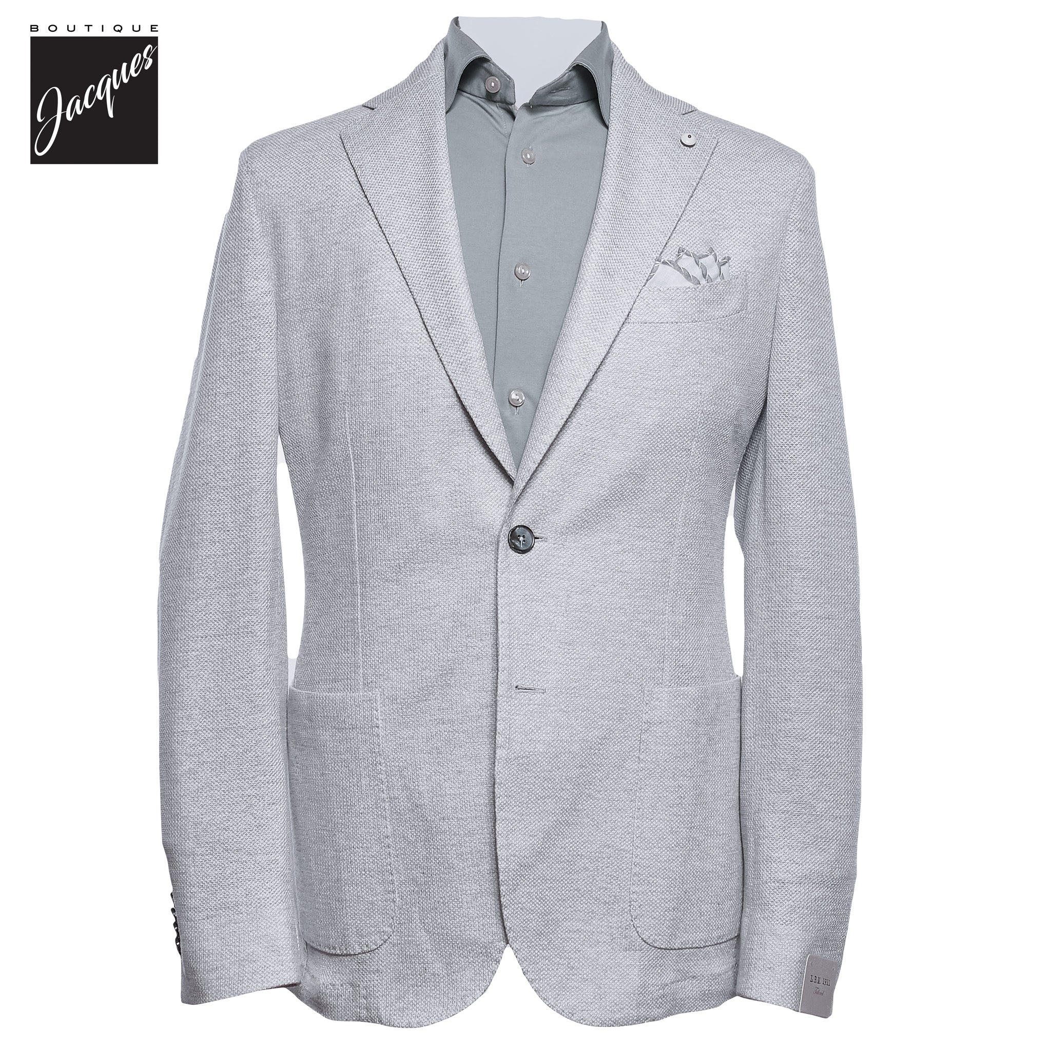 Ice Gray Linen-Cotton Jersey Unconstructed Sport Jacket - L.B.M 1911 - Image 3