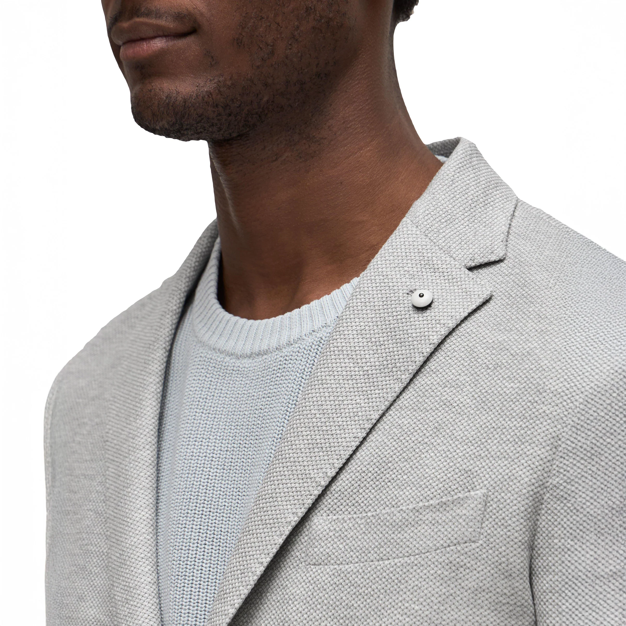 Ice Gray Linen-Cotton Jersey Unconstructed Sport Jacket - L.B.M 1911 - Image 7