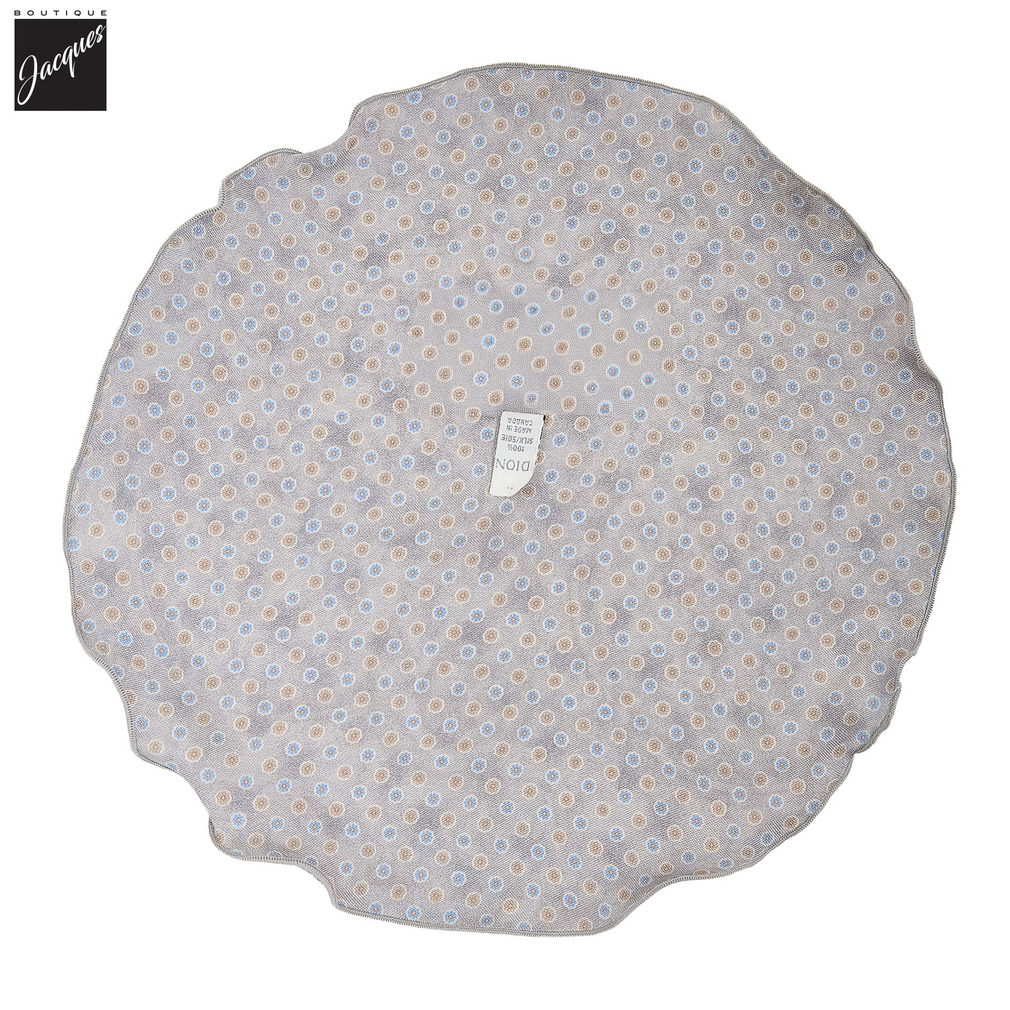Ice Gray Paisley/Medallion Reversible Silk Pocket Round - DION - Image 3