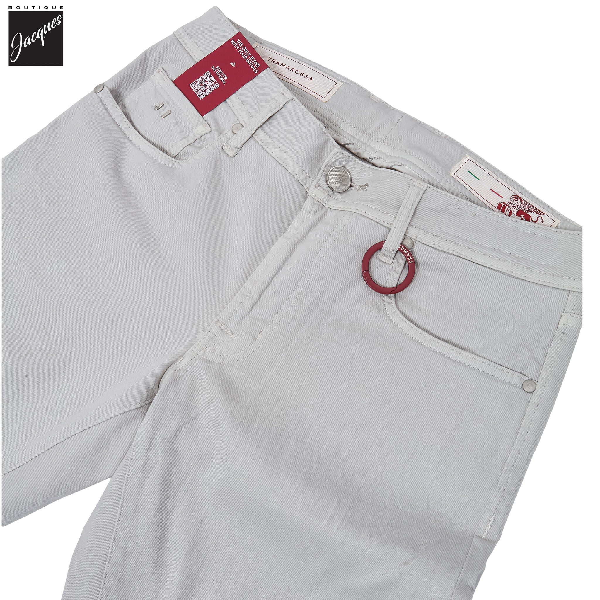 Ice Gray Soft Dye Michelangelo Super-Stretch Five Pocket Pants - TRAMAROSSA - Image 3