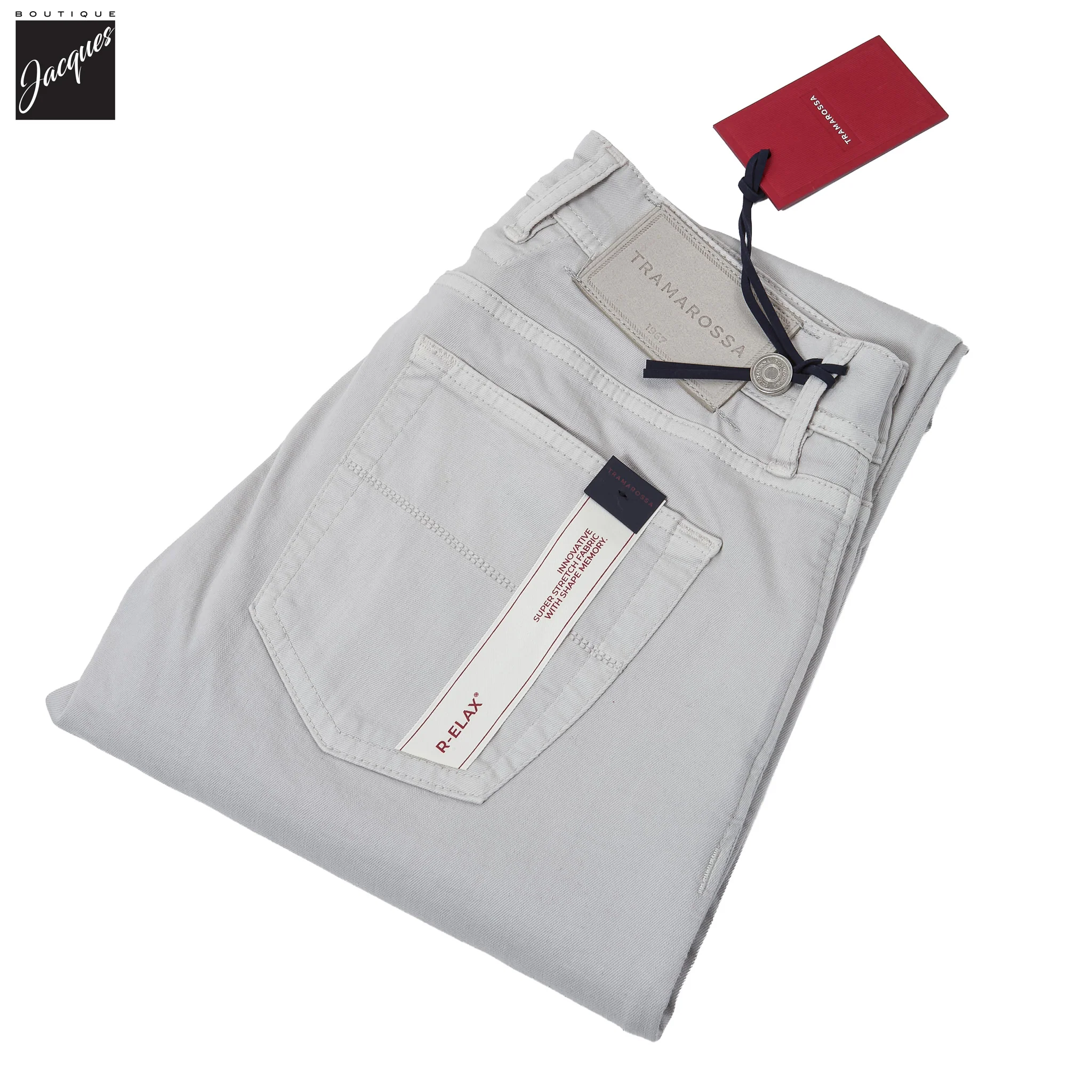 Ice Gray Soft Dye Michelangelo Super-Stretch Five Pocket Pants - TRAMAROSSA - Image 5